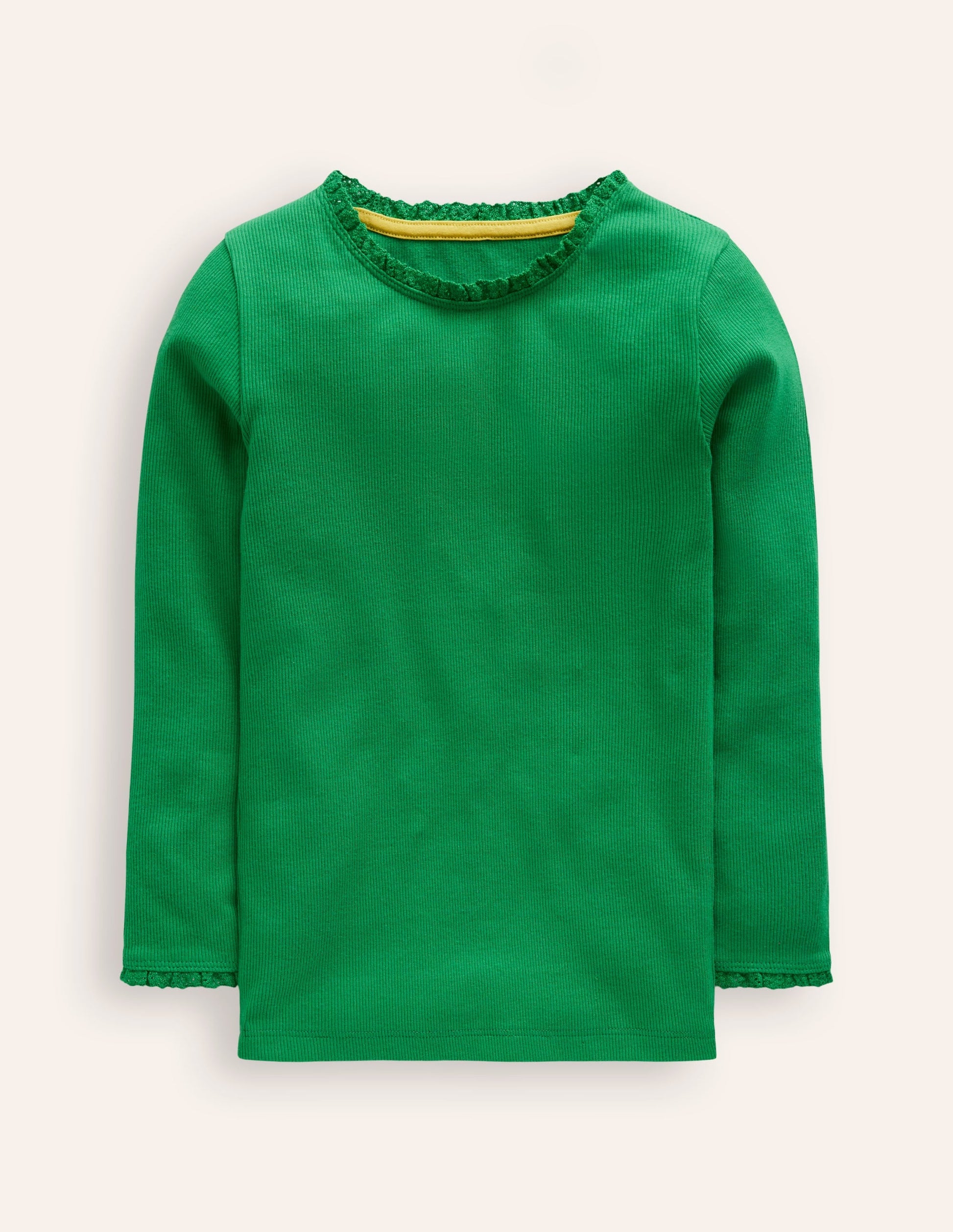 Ribbed Long Sleeve T-Shirt-Shady Green-1