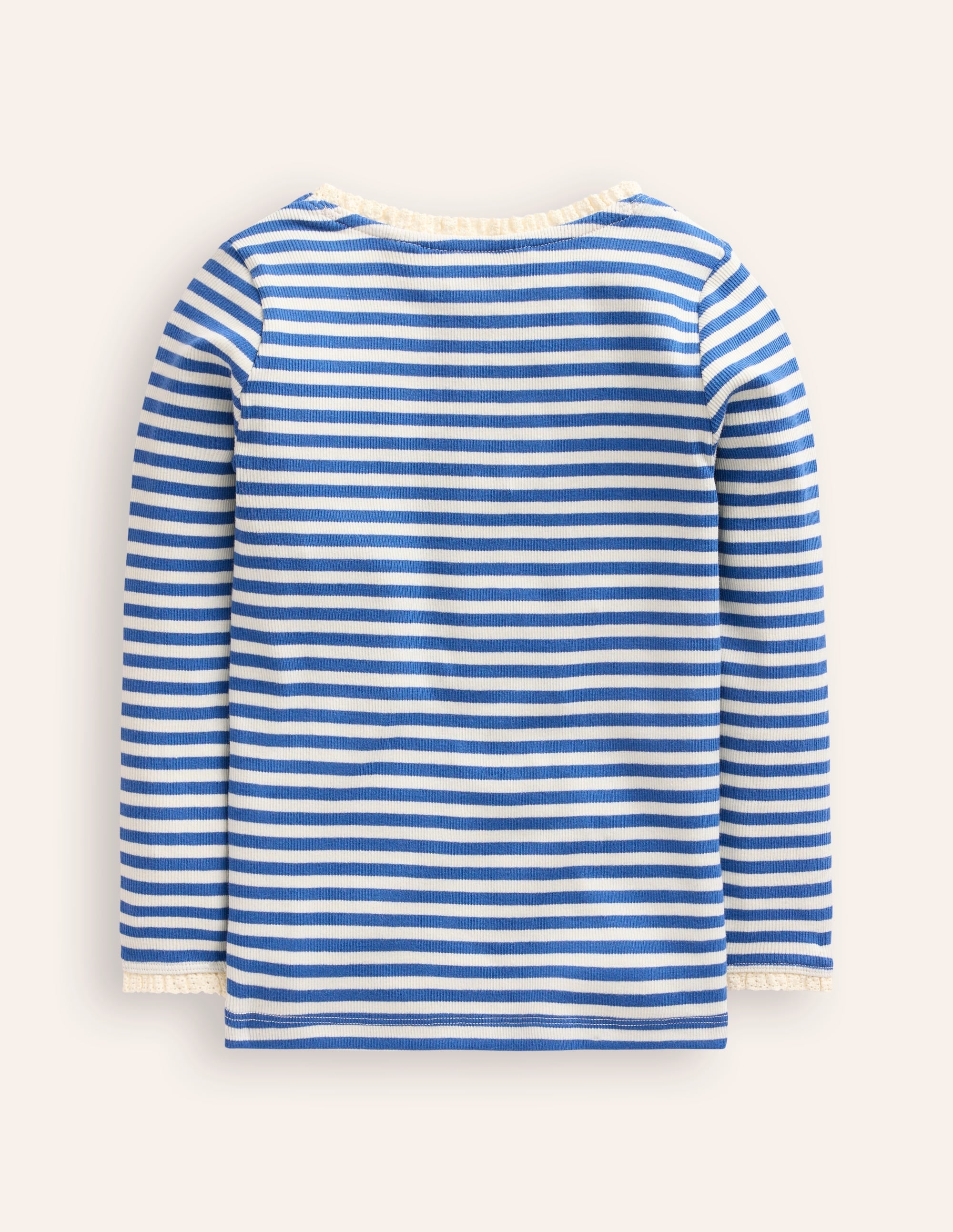 Ribbed Long Sleeve T-Shirt-Bluejay/ Ivory - Image 2