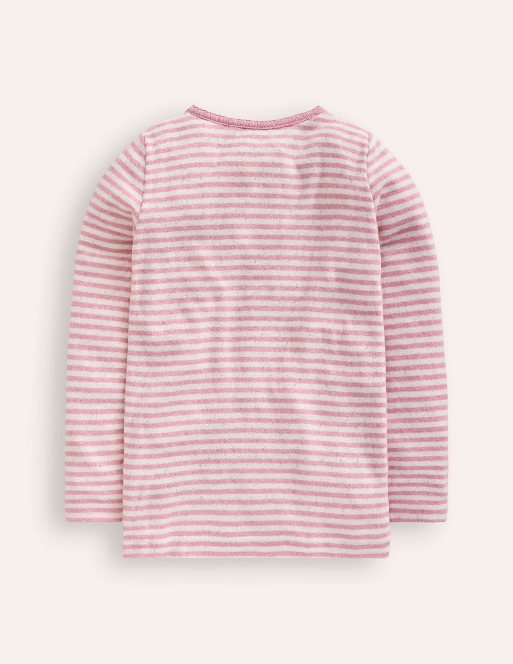 Henley Pointelle Top-Ivory/ Vintage Pink Stripe-2