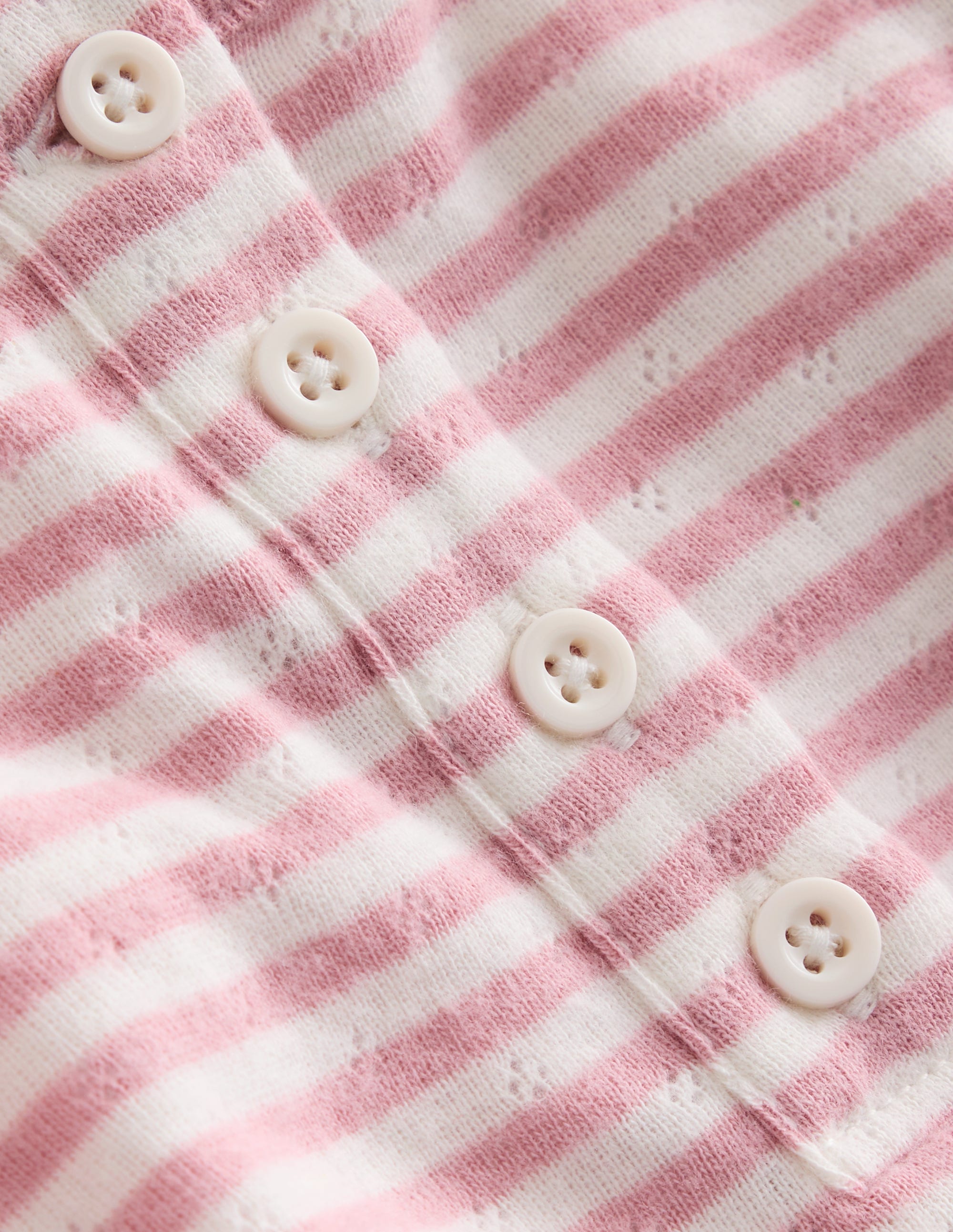 Henley Pointelle Top-Ivory/ Vintage Pink Stripe - Image 3