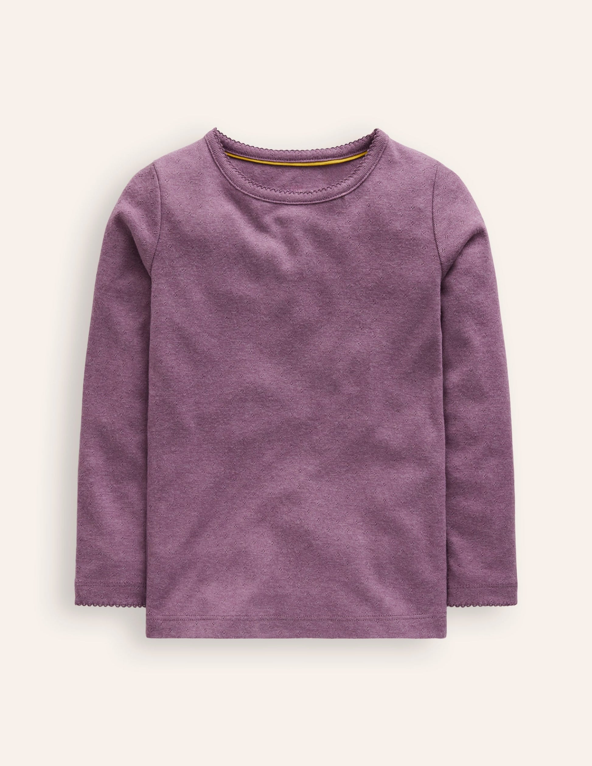 Long Sleeve Pointelle Top-Bramble Purple-1