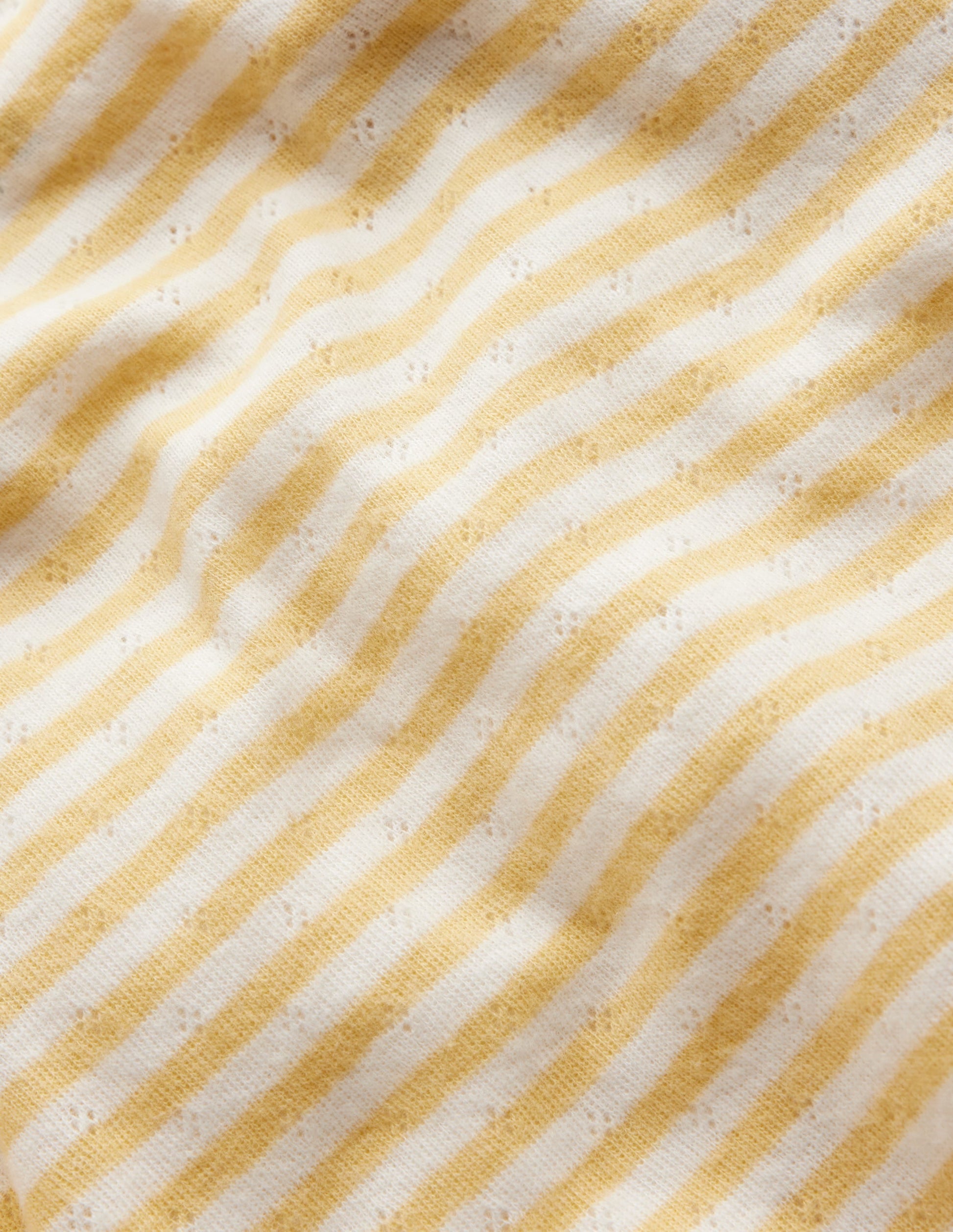 Long Sleeve Pointelle Top-Ivory/ Yellow Stripe-3