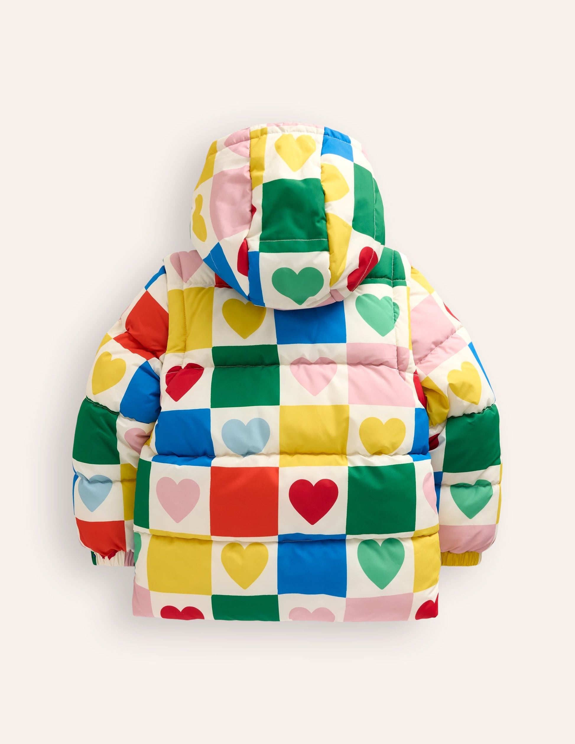2-in-1 Padded Coat-Multi Chequerboard Hearts-2