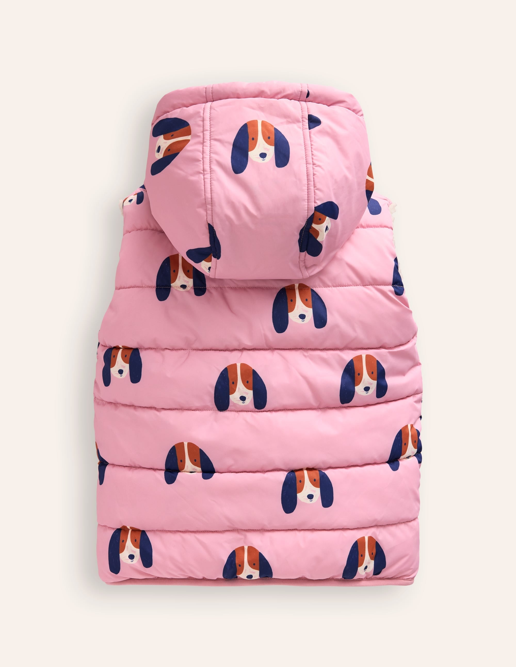 Borg Mix Reversible Gilet-Vintage Pink Pups - Image 2