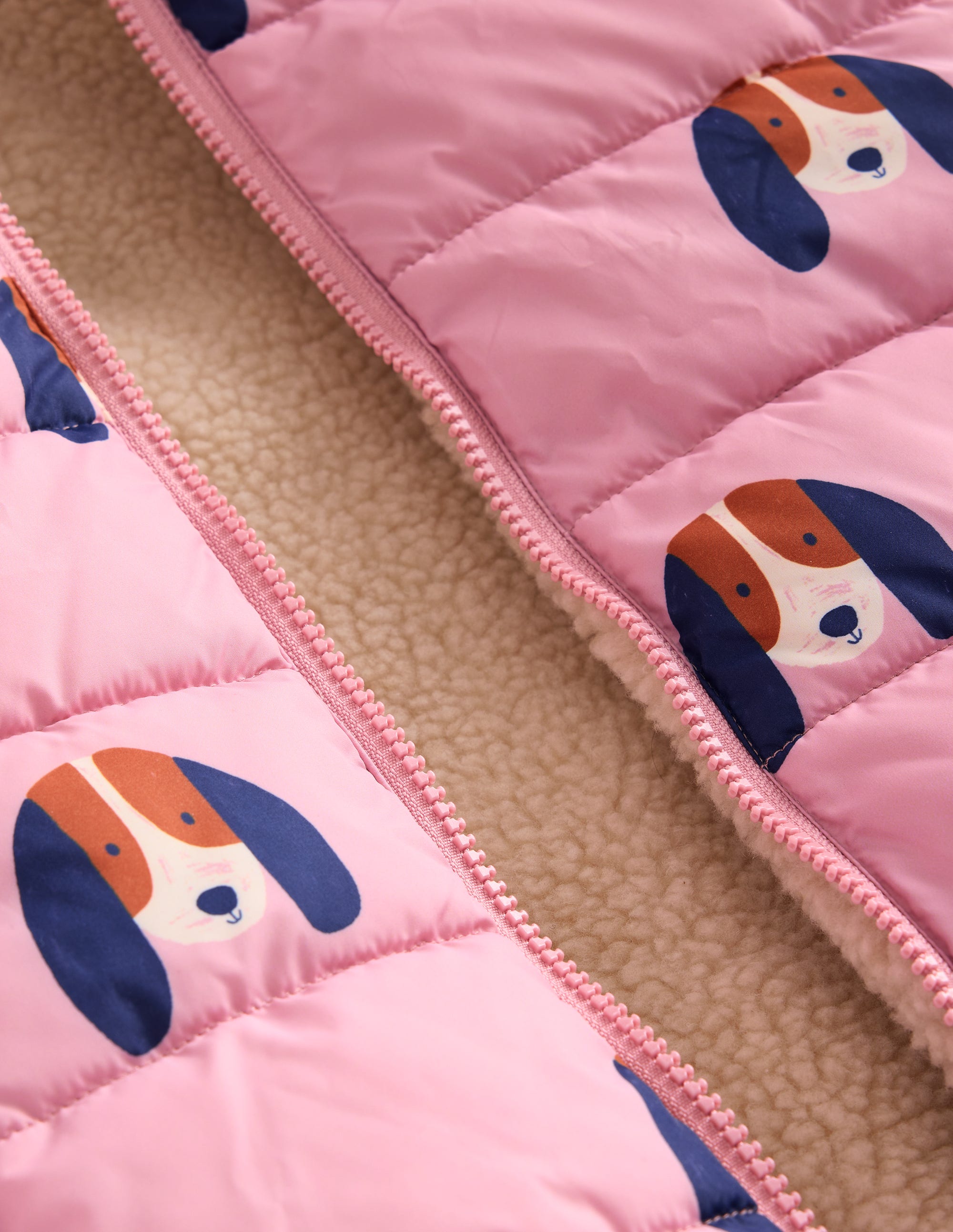 Borg Mix Reversible Gilet-Vintage Pink Pups - Image 3