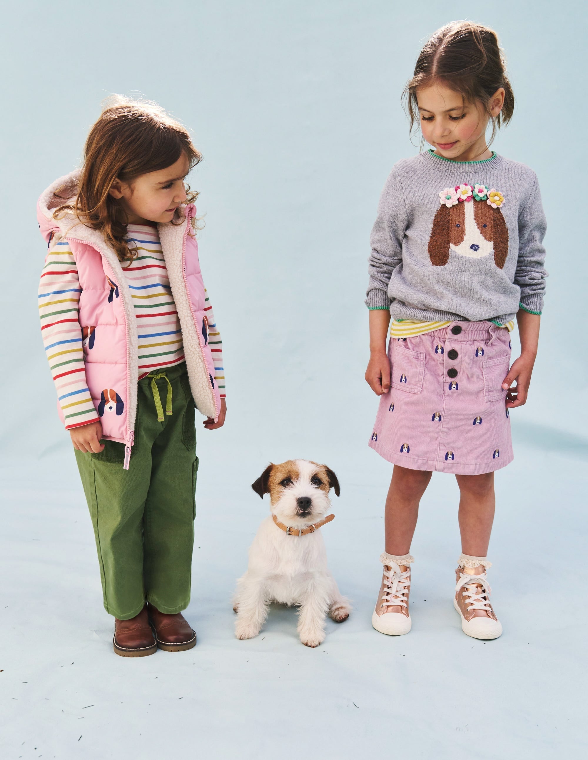 Borg Mix Reversible Gilet-Vintage Pink Pups - Image 6