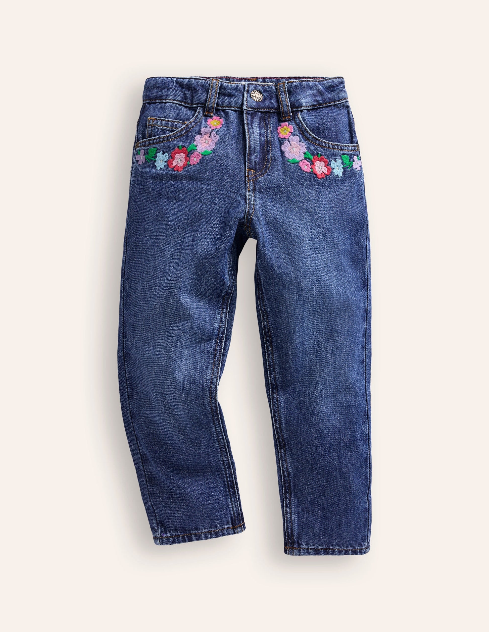 Relaxed Straight Jean-Mid Vintage Floral Embroidery-1