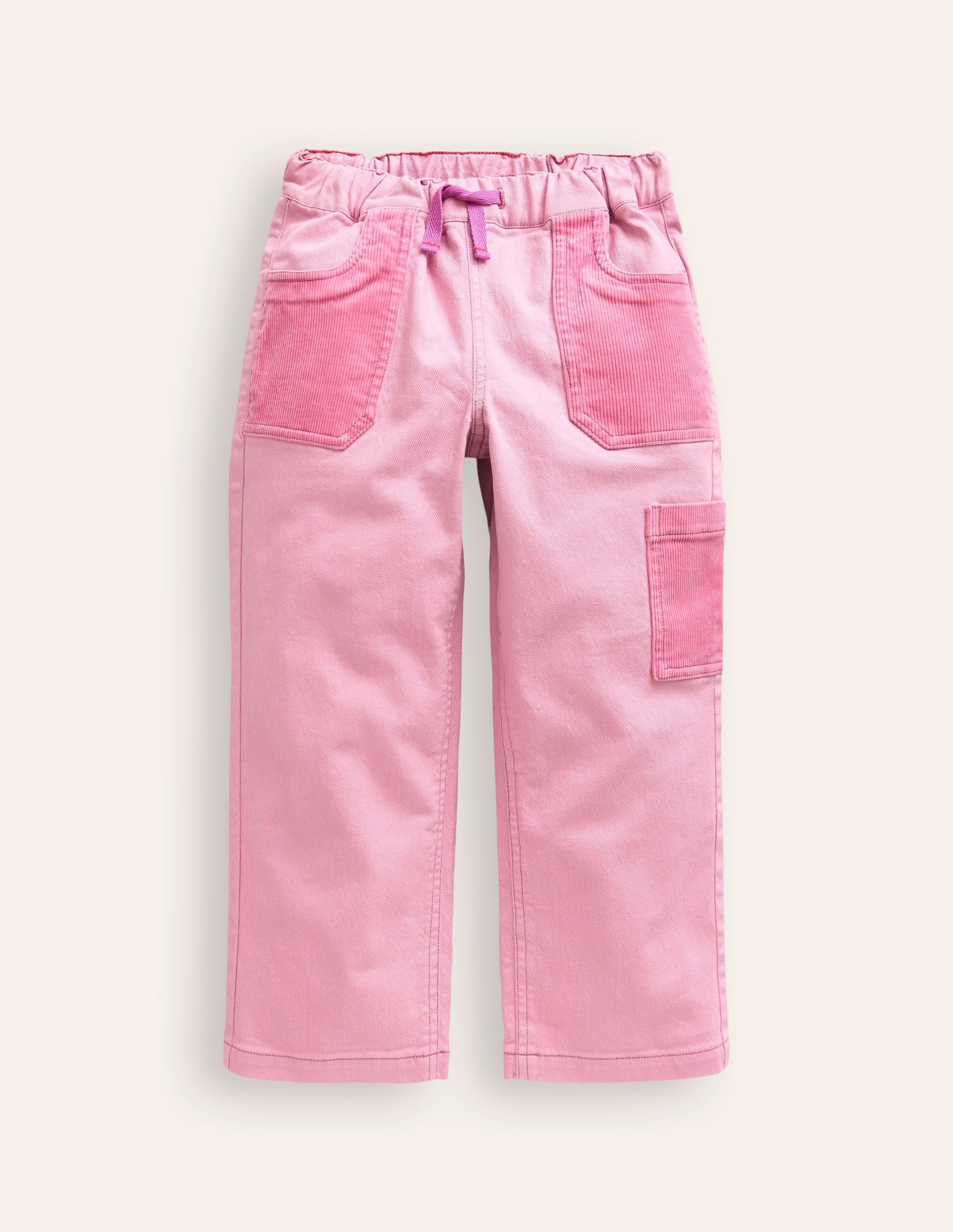 Cord Pocket Pull On Trousers-Mauve Mist Pink - Image 1