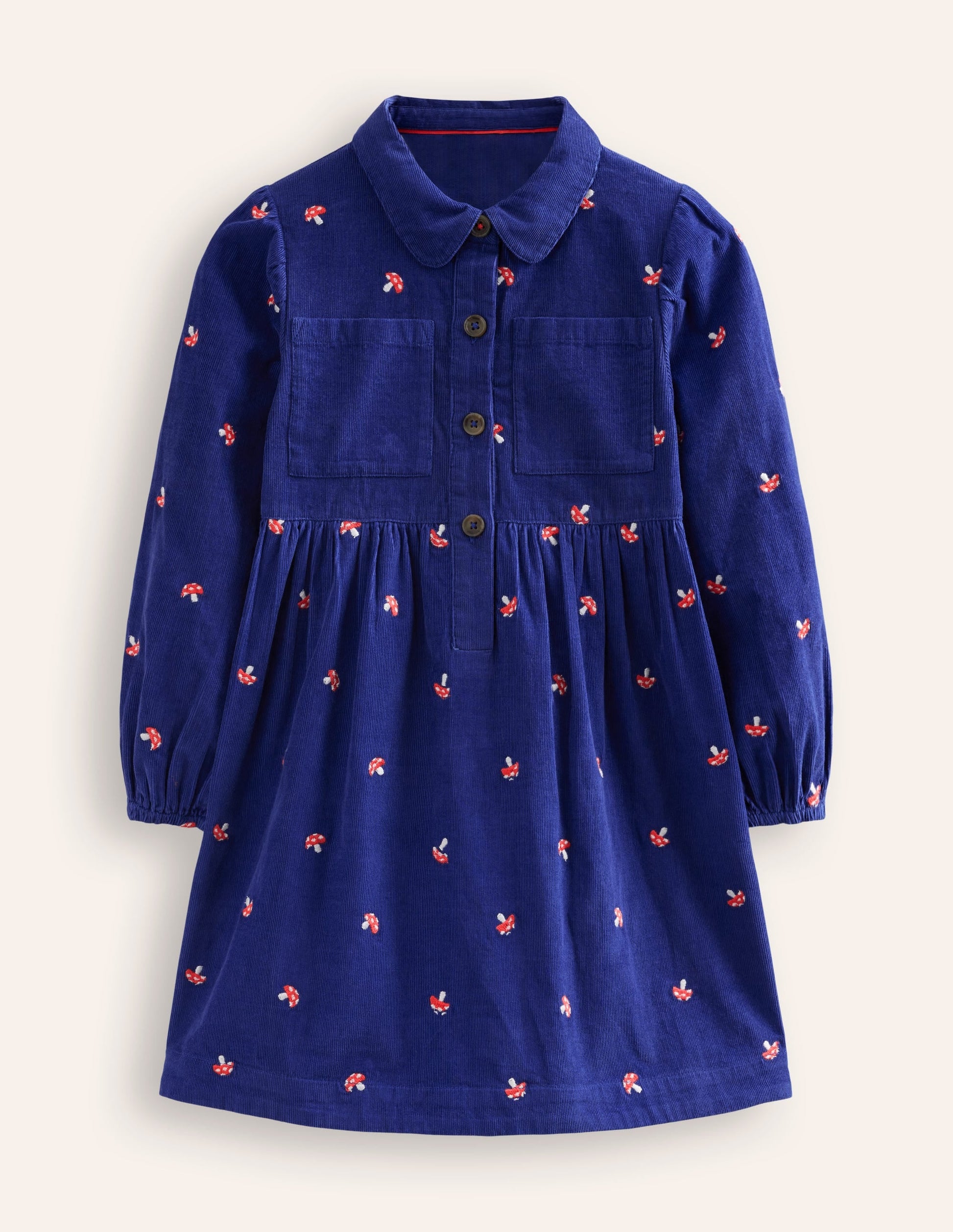 Aubrey Puff Sleeve Shirt Dress-Sapphire Toadstool Embroidery-1