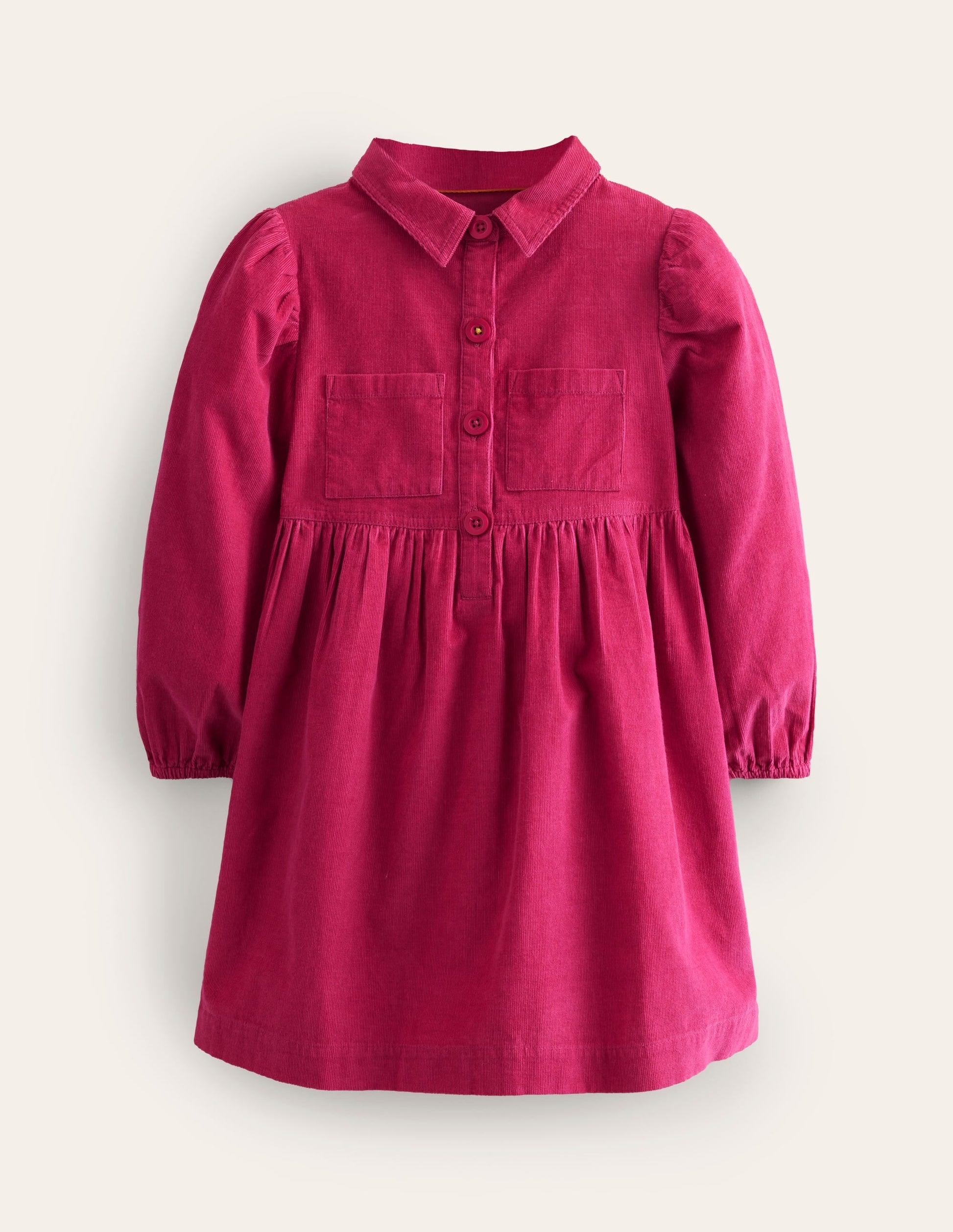 Aubrey Puff Sleeve Shirt Dress-Cherry Jam-1