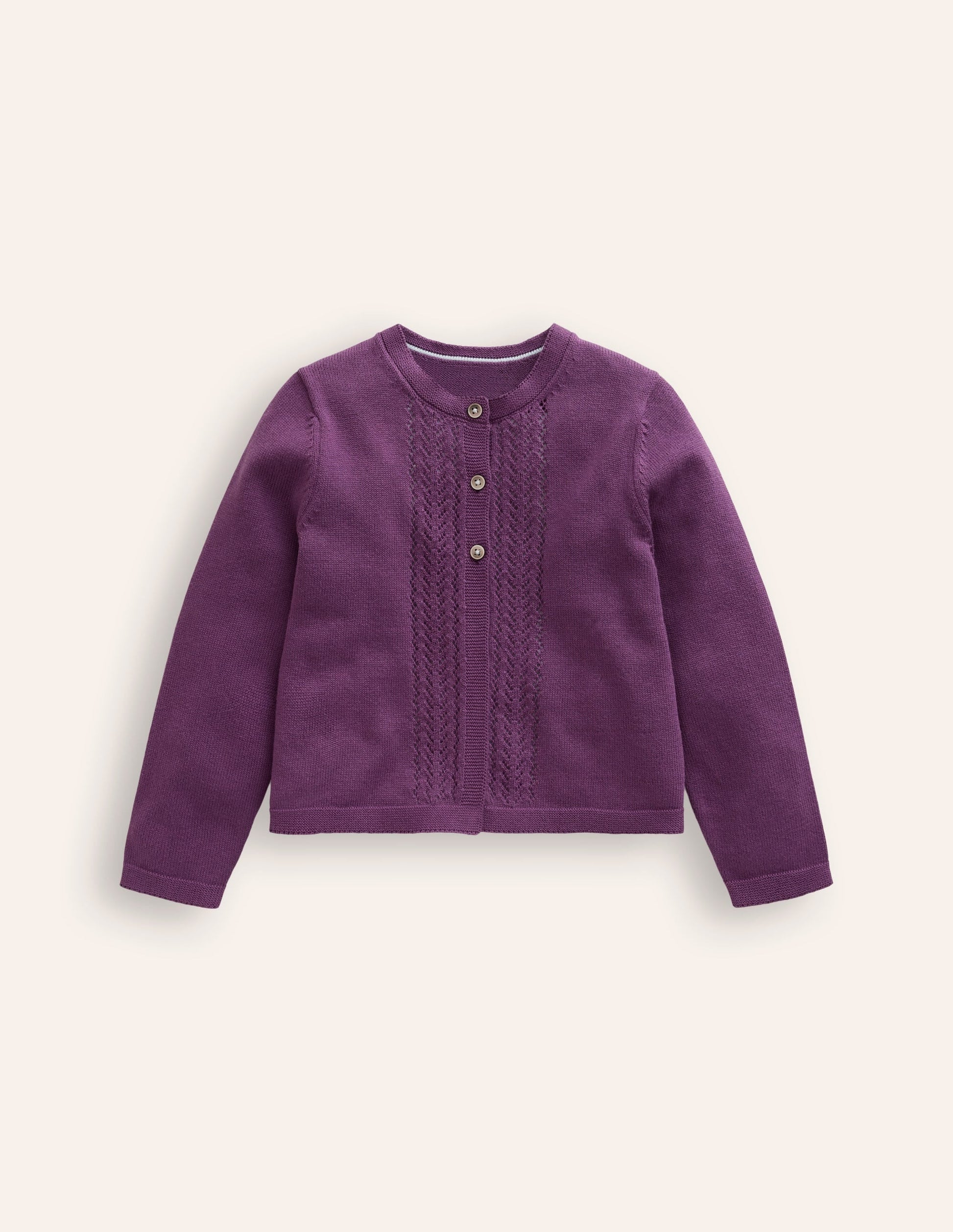 Pointelle Cotton Cardigan-Purple Berry Smoothie-1
