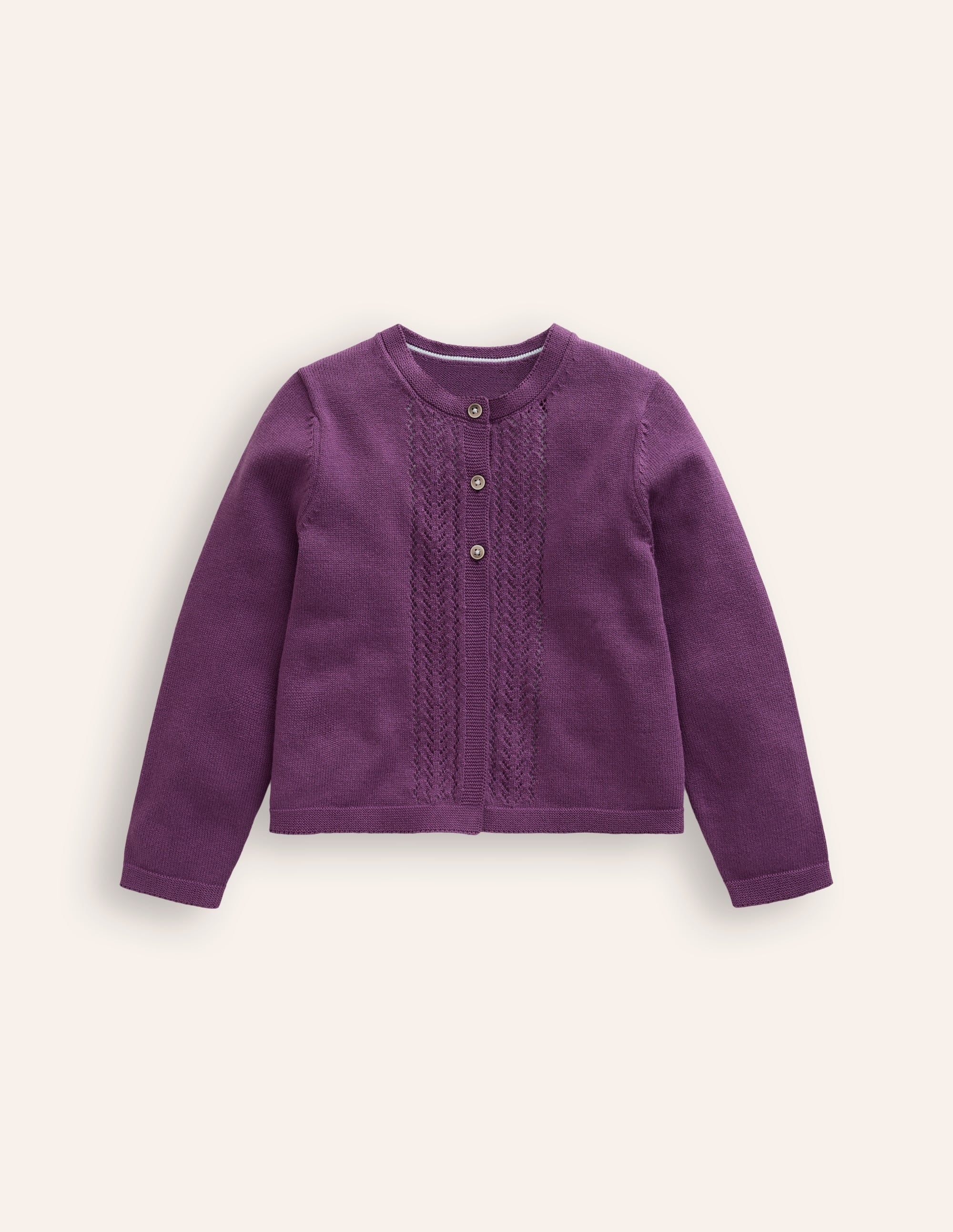 Pointelle Cotton Cardigan-Purple Berry Smoothie - Image 1