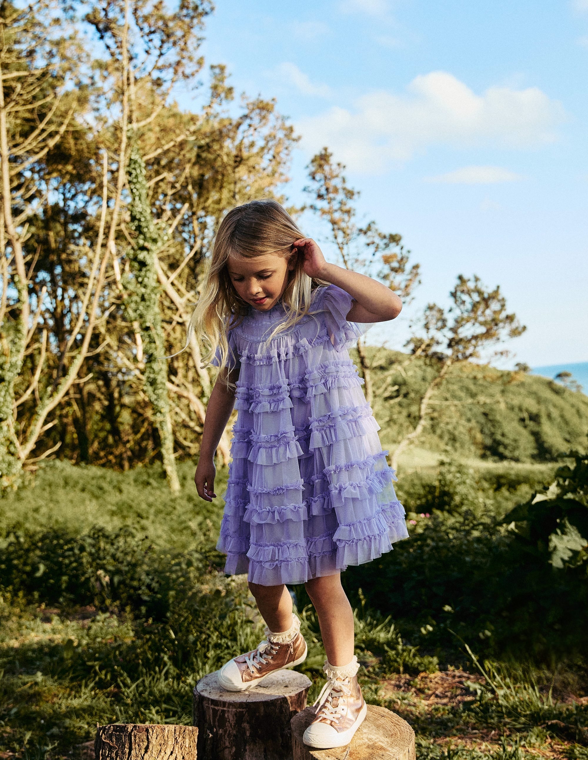 Winnie Tulle Tiered Dress-Misty Lavender - Image 4