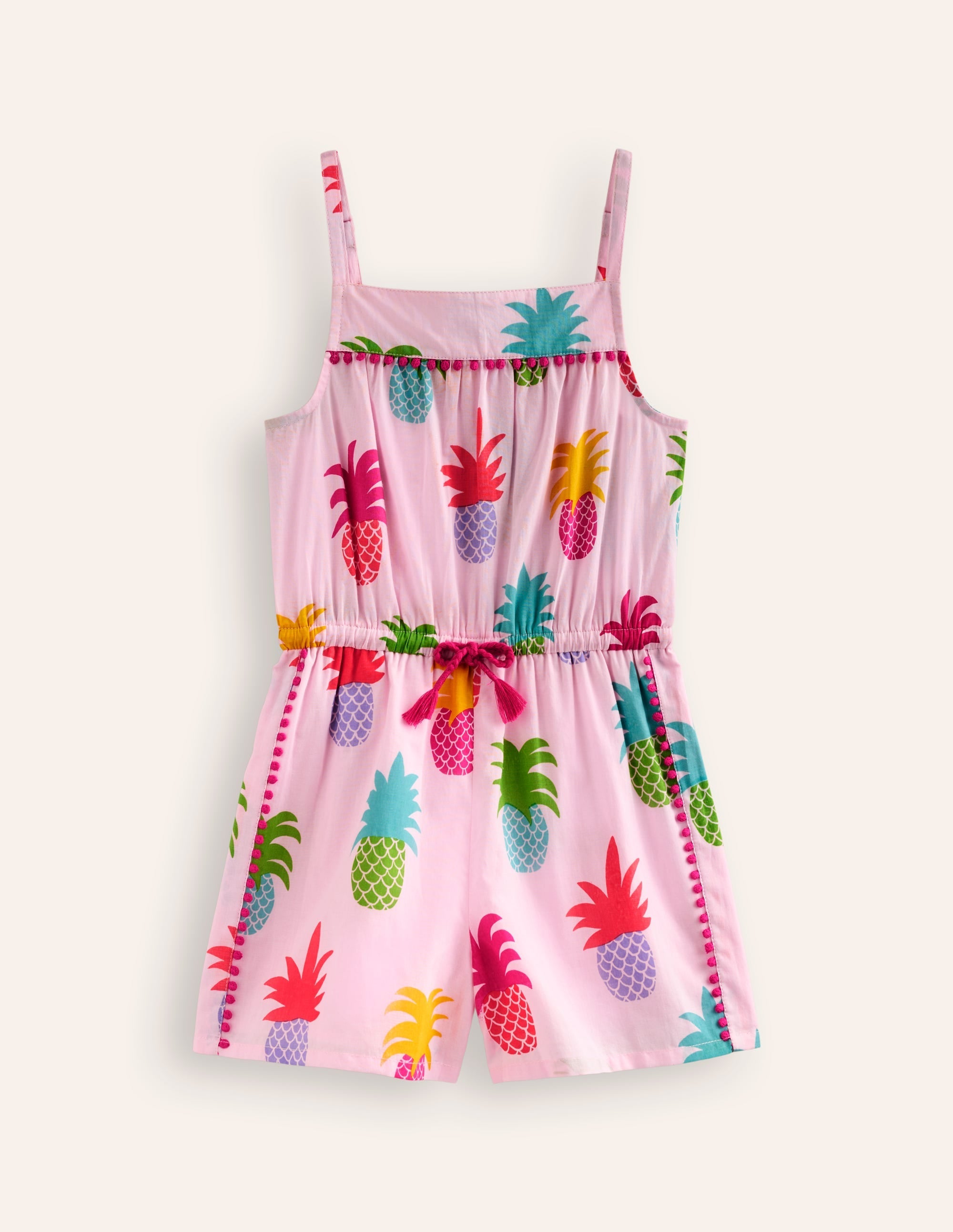 Woven Holiday Playsuit-Blooming Pink Pineapples - Image 1