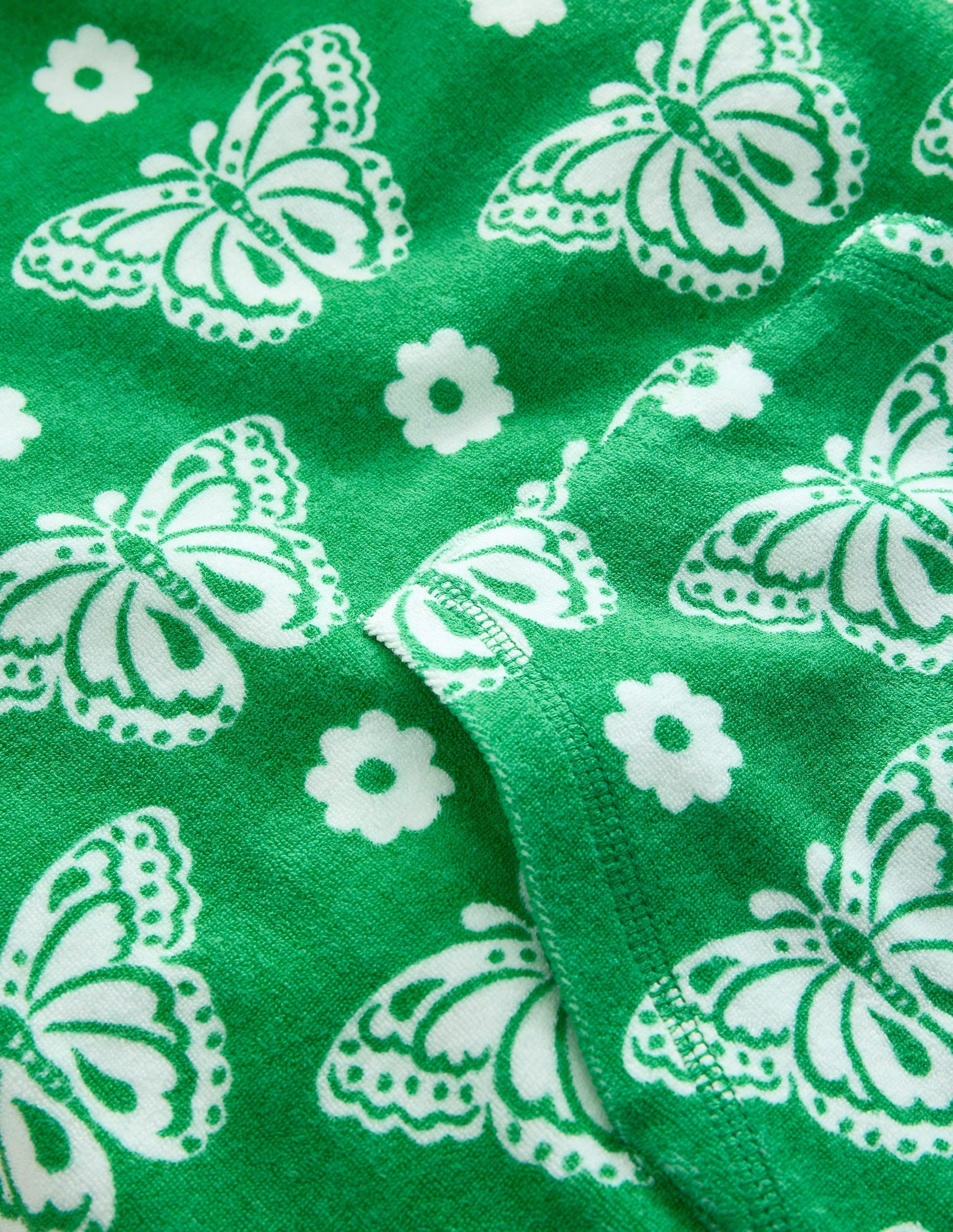 Towelling Throw-On-Pea Green Butterfly Stamp-3