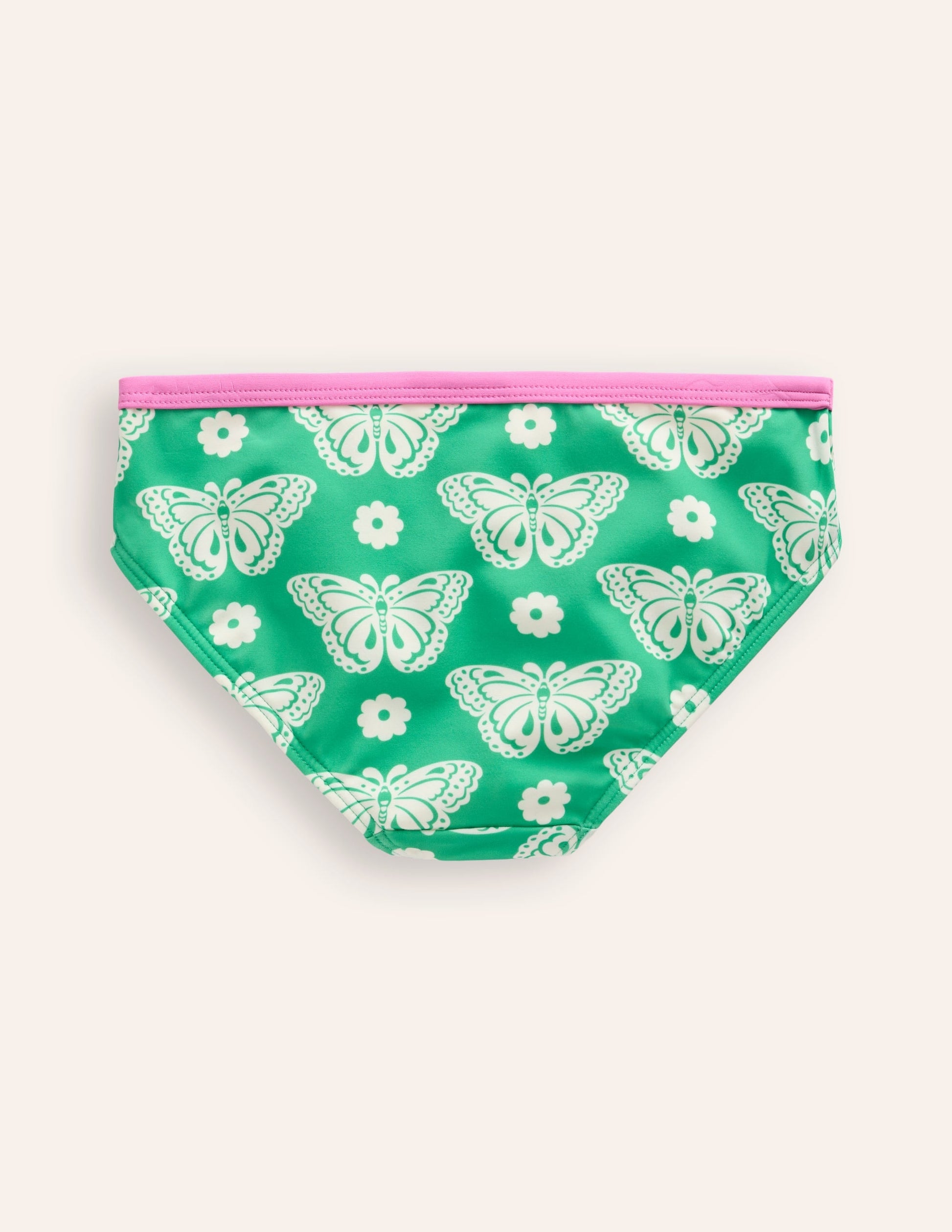 Patterned Bikini Bottoms-Pea Green Butterfly Stamp-2
