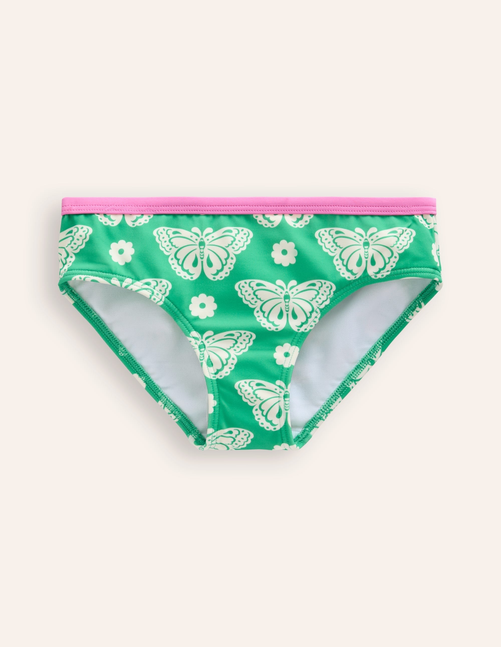 Patterned Bikini Bottoms-Pea Green Butterfly Stamp - Image 1