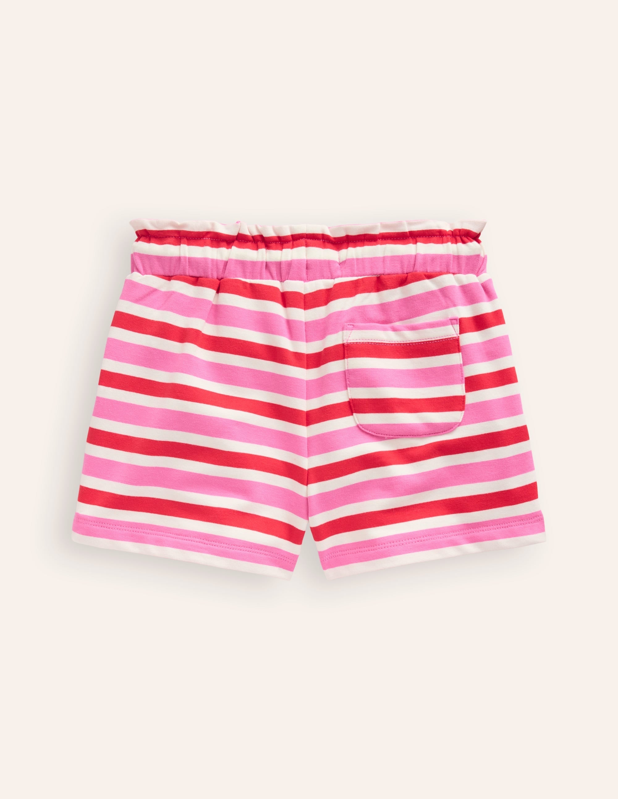 Ruffle Waist Sweat Shorts-Poppy Red/ Pink Stripe - Image 2