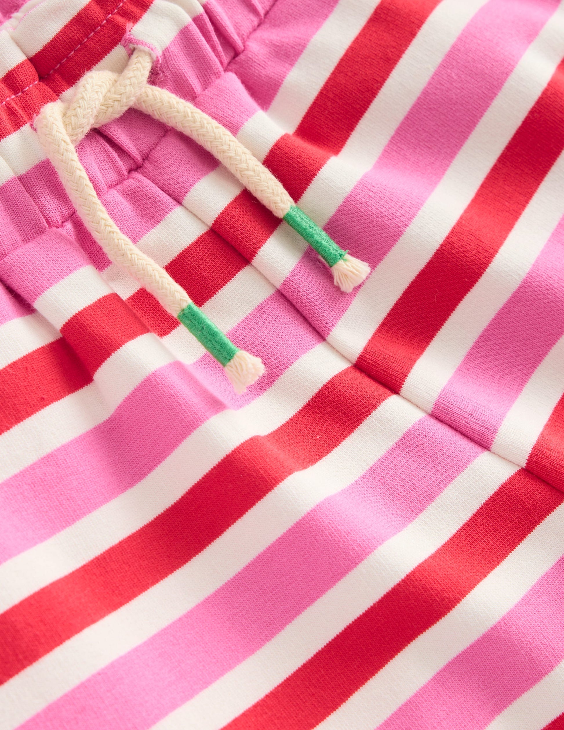 Ruffle Waist Sweat Shorts-Poppy Red/ Pink Stripe-3