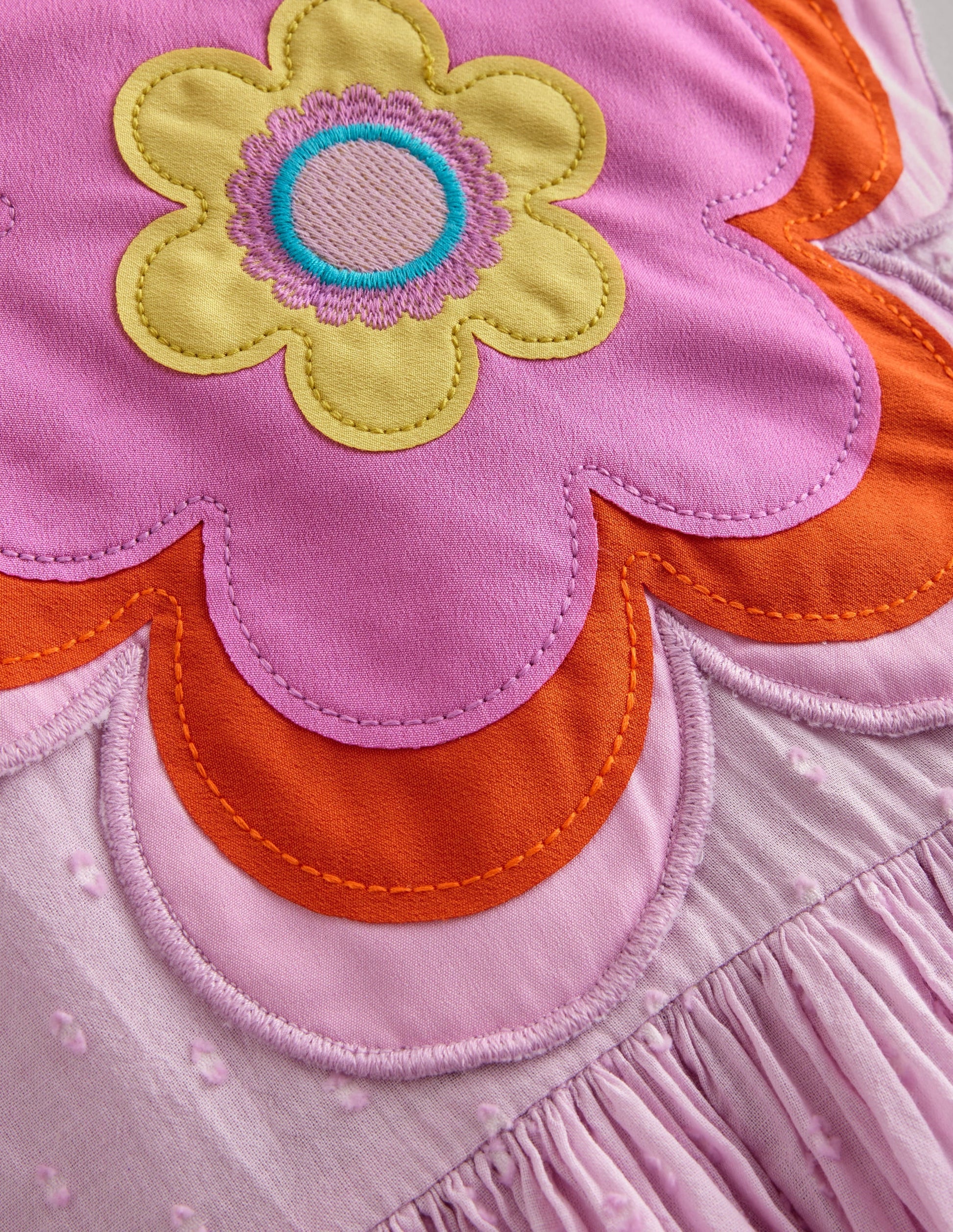Appliqué Back Dress-Sugared Almond Pink Flower-3
