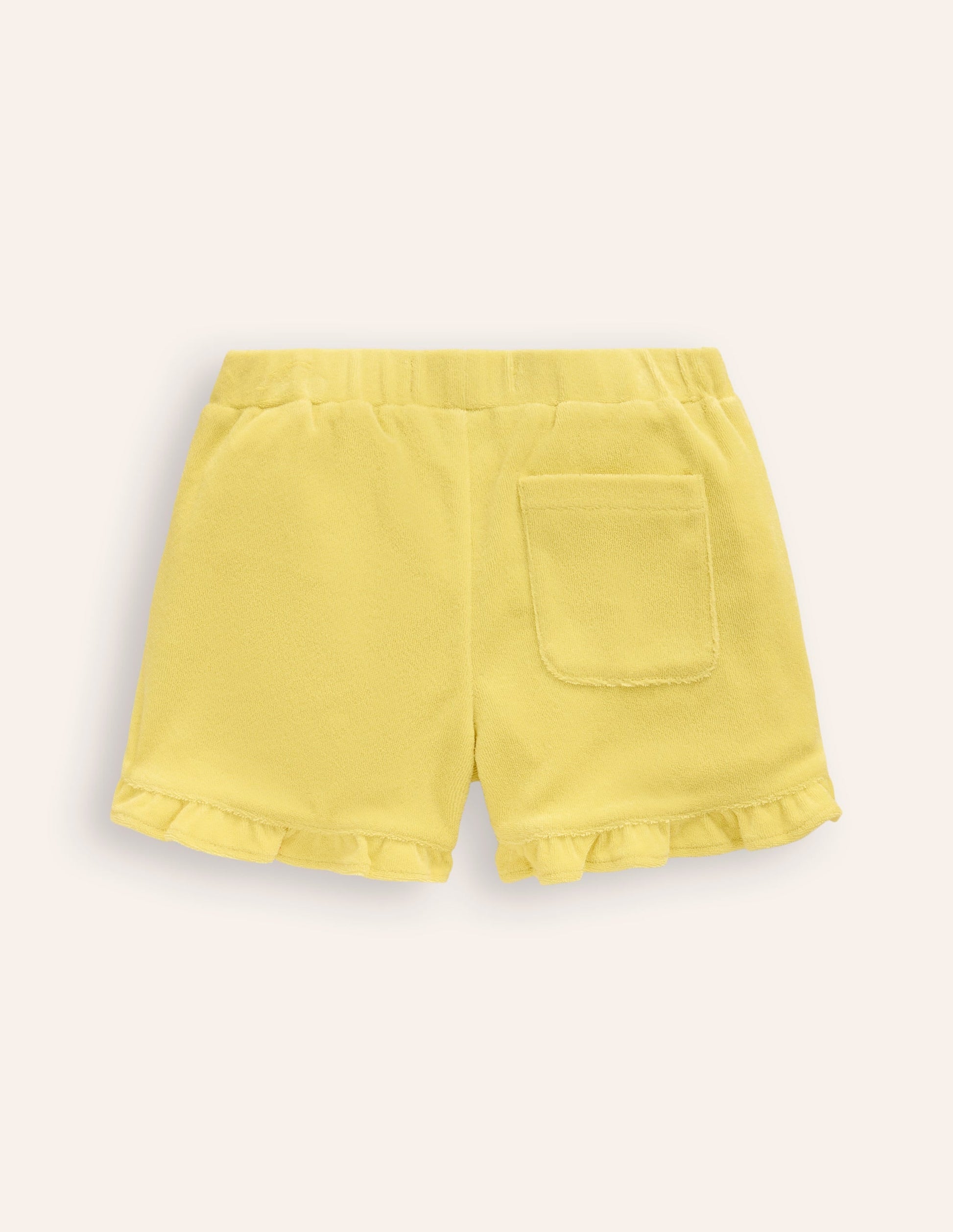 Frill Hem Towelling Shorts-Lemon Yellow-2