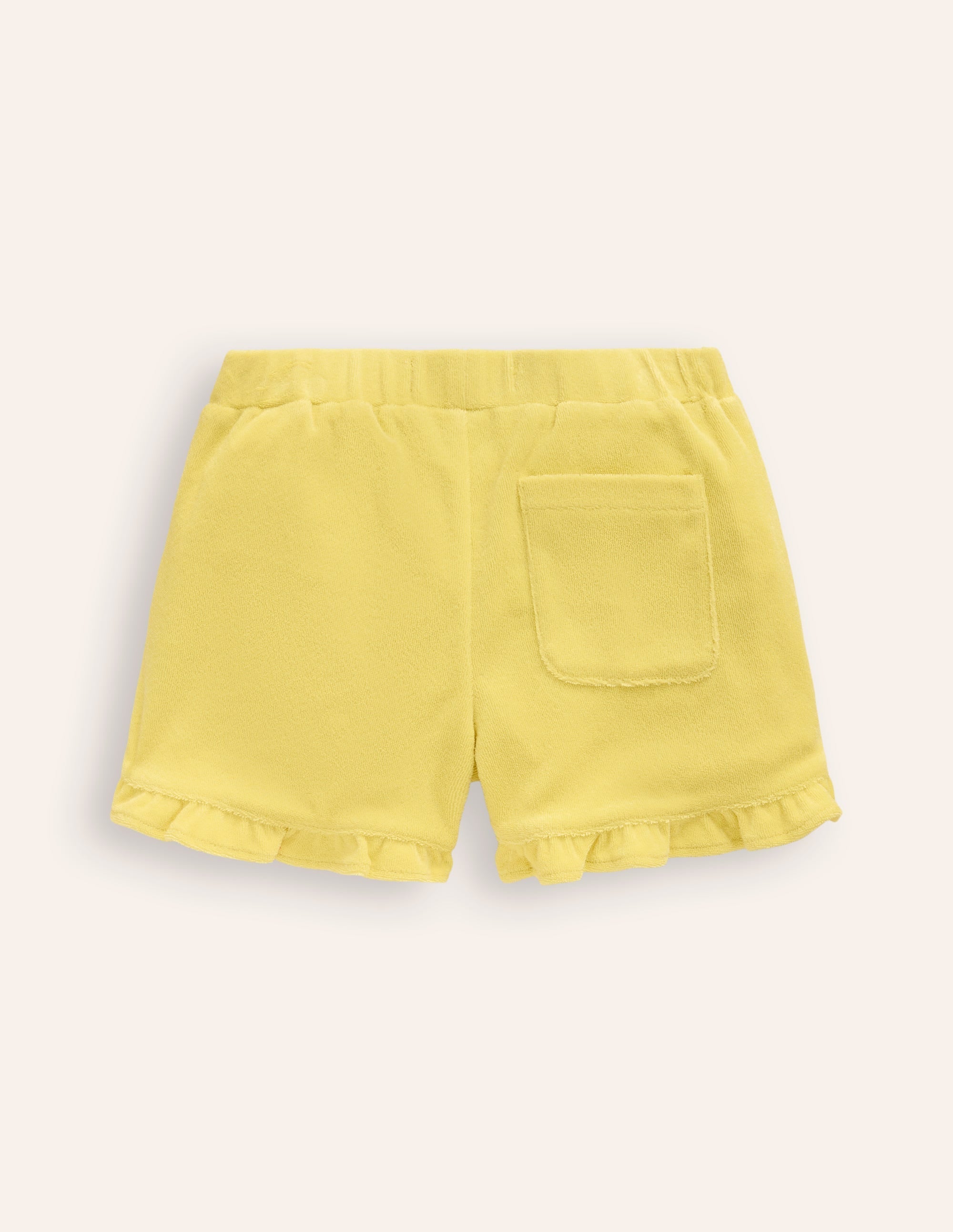 Frill Hem Towelling Shorts-Lemon Yellow - Image 2