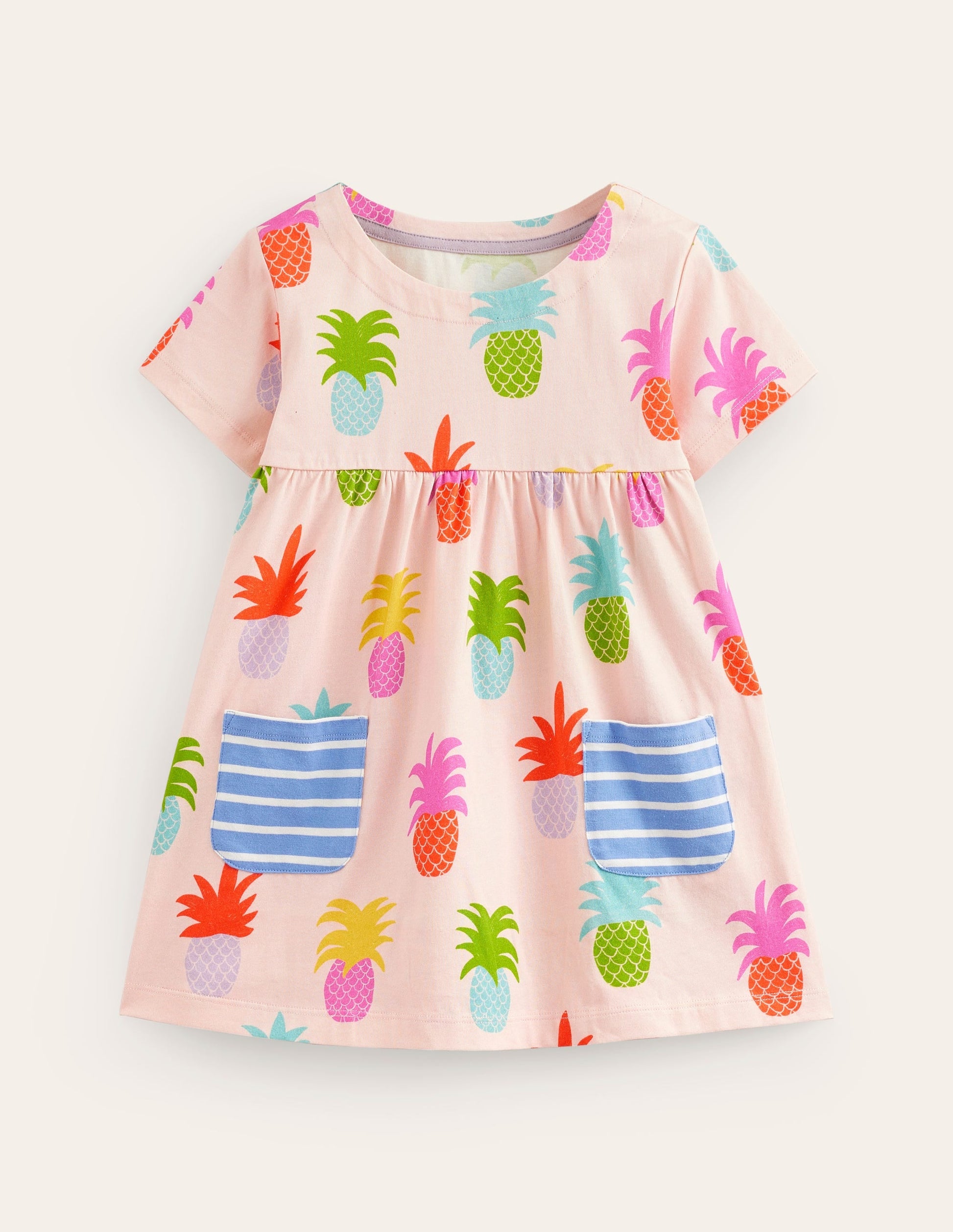 Short Sleeve Printed Tunic-Blooming Pink Pineapples-1