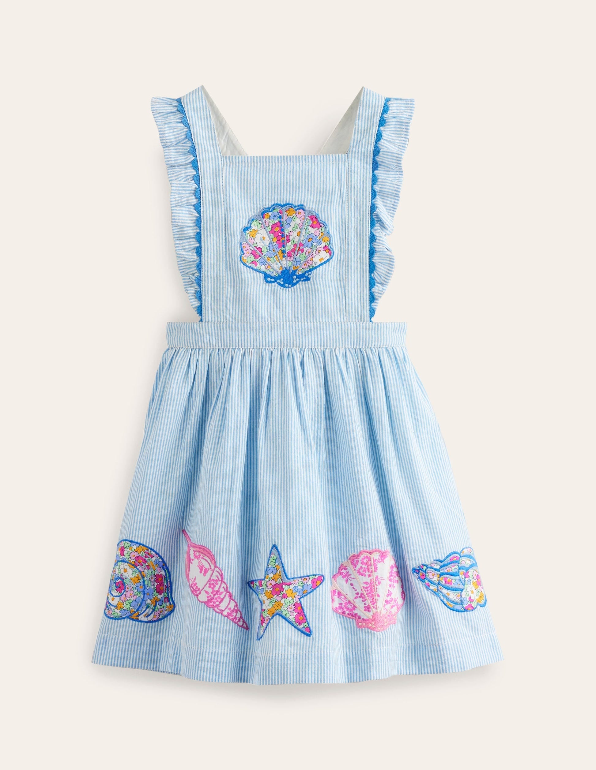 Charming Pinafore Dress-Surf Blue/ Ivory Shells-1