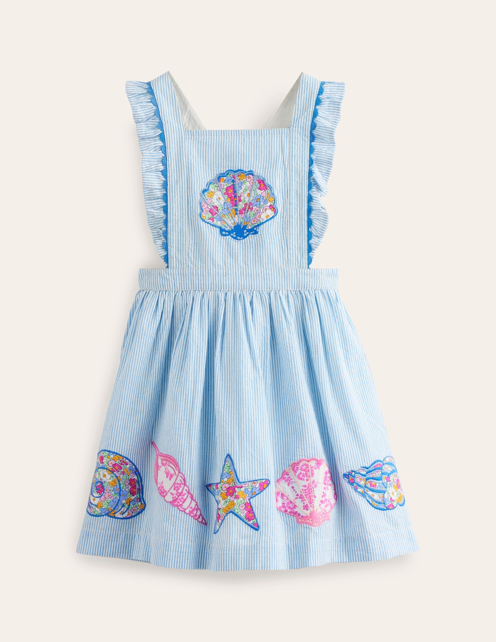 Charming Pinafore Dress-Surf Blue/ Ivory Shells - Image 1