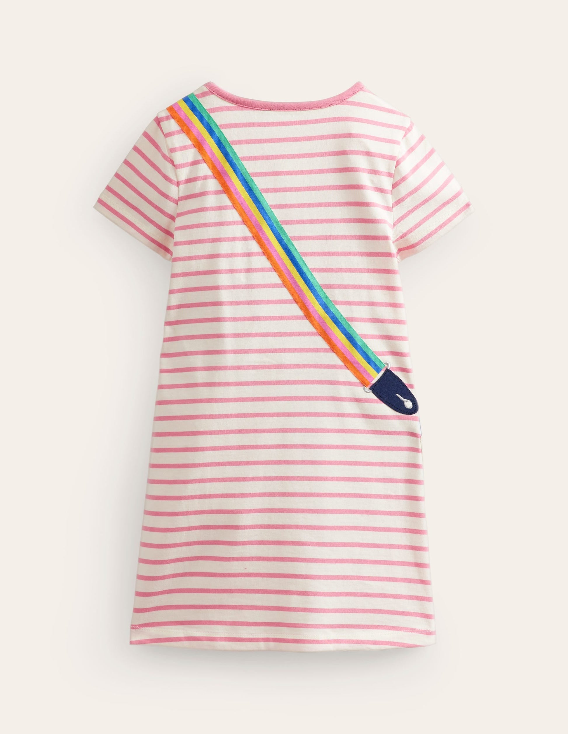 Big Appliqué Jersey Dress-Ivory/ Salmon Pink Guitar-2