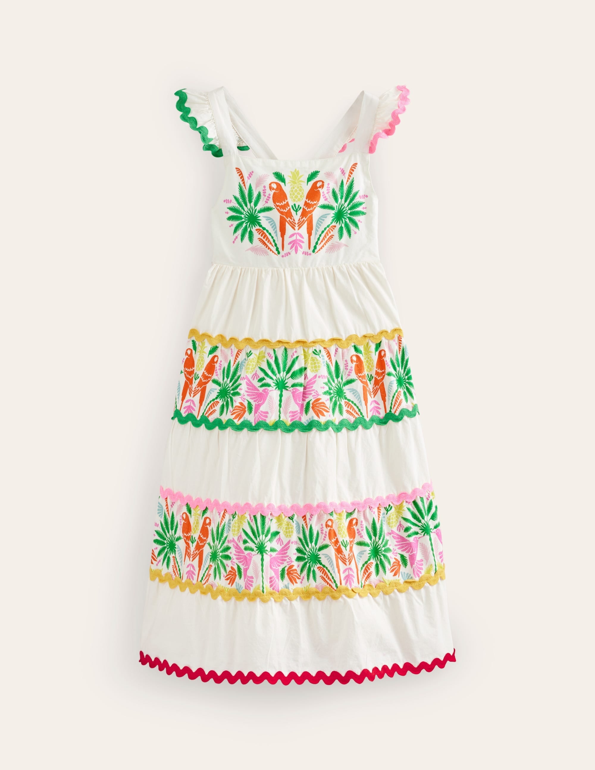 Tiered Twirly Ric Rac Dress-Multi Rainbow Palm - Image 1