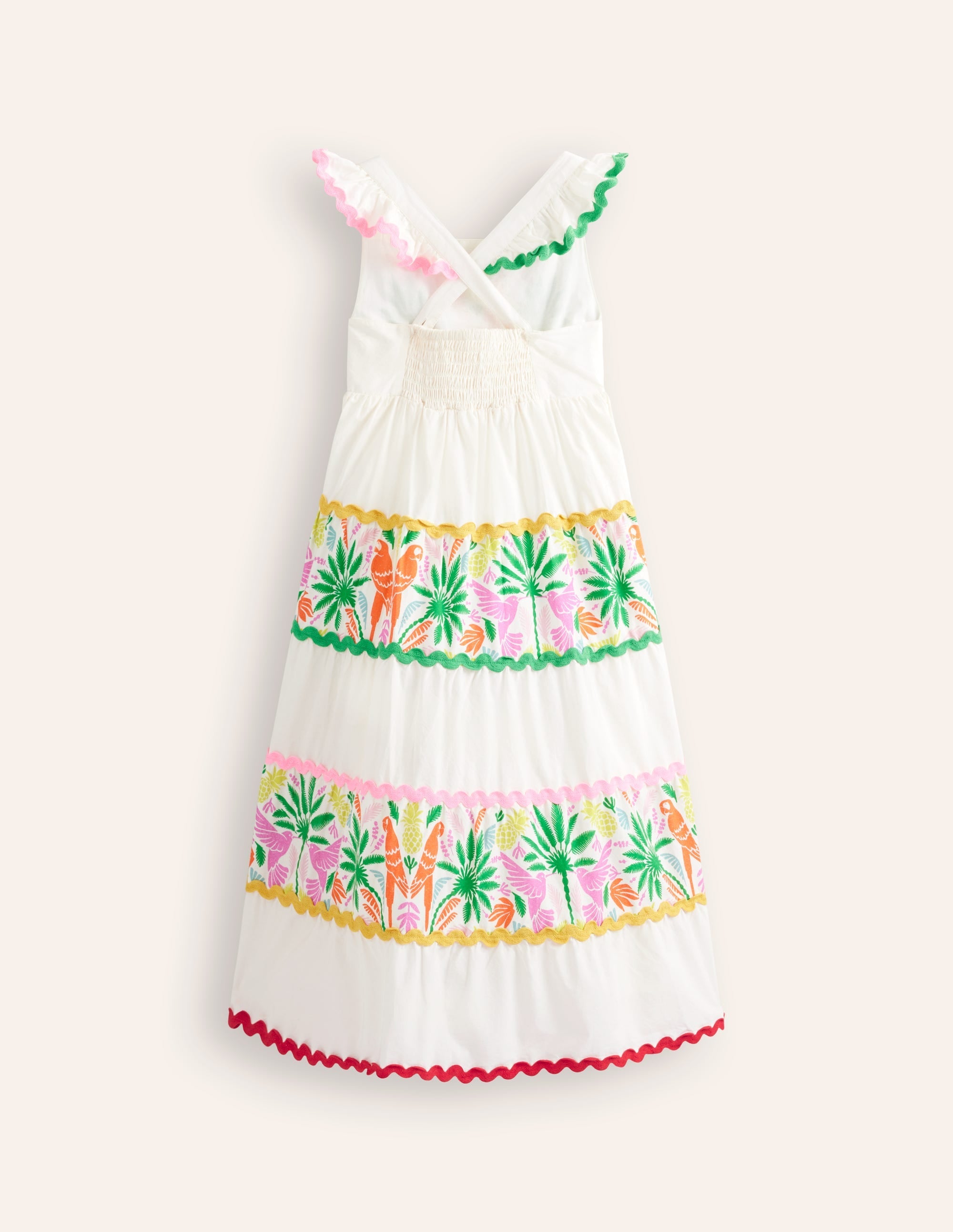 Tiered Twirly Ric Rac Dress-Multi Rainbow Palm - Image 2