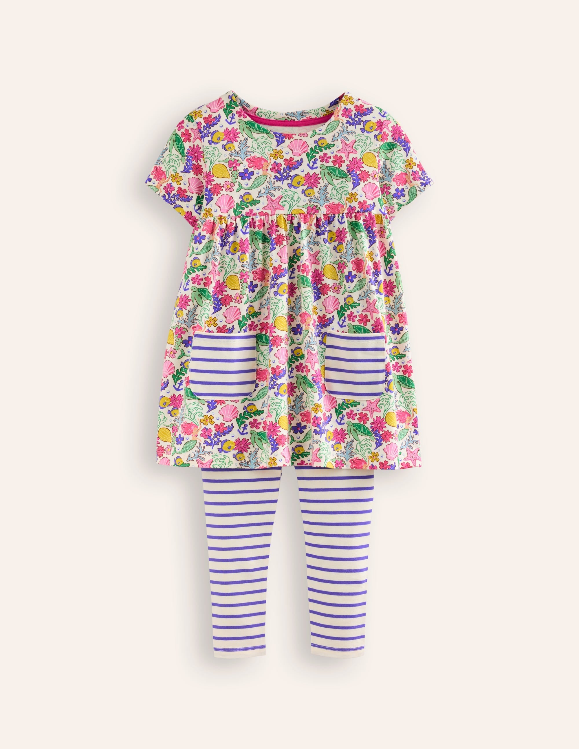 Short Sleeve Printed Tunic Set-Mermaid Ditsy - Image 1