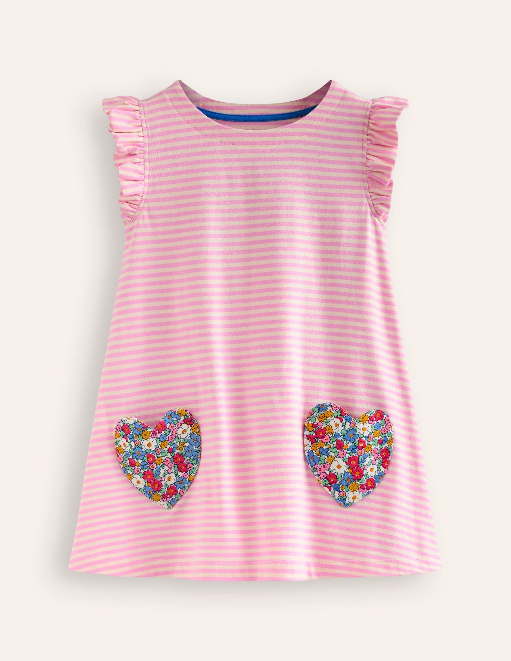 Heart Pocket Frill Tunic-Bubblegum Pink/Ivory Hearts-1