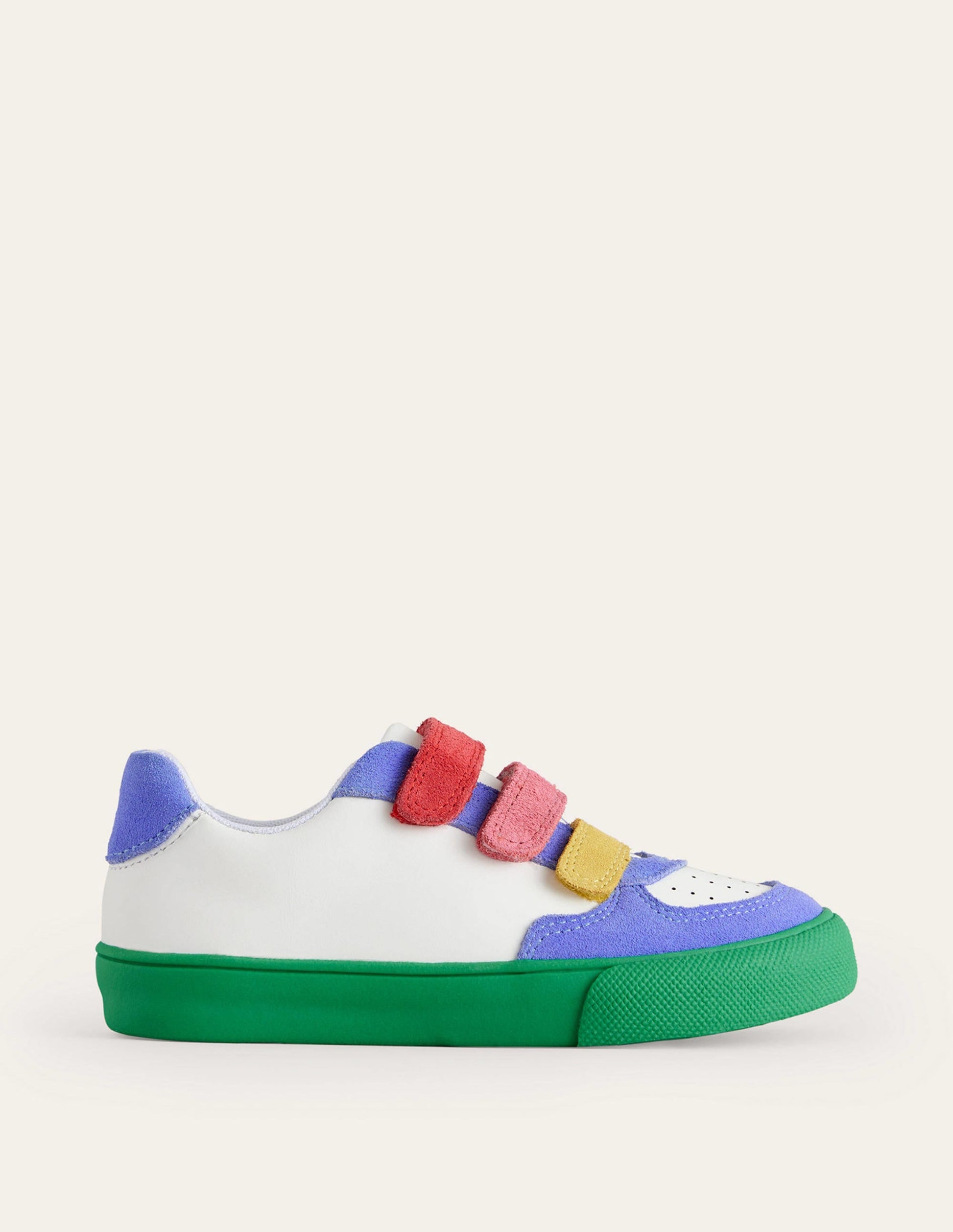 Leather Low Tops-Ivory Colourblock-1