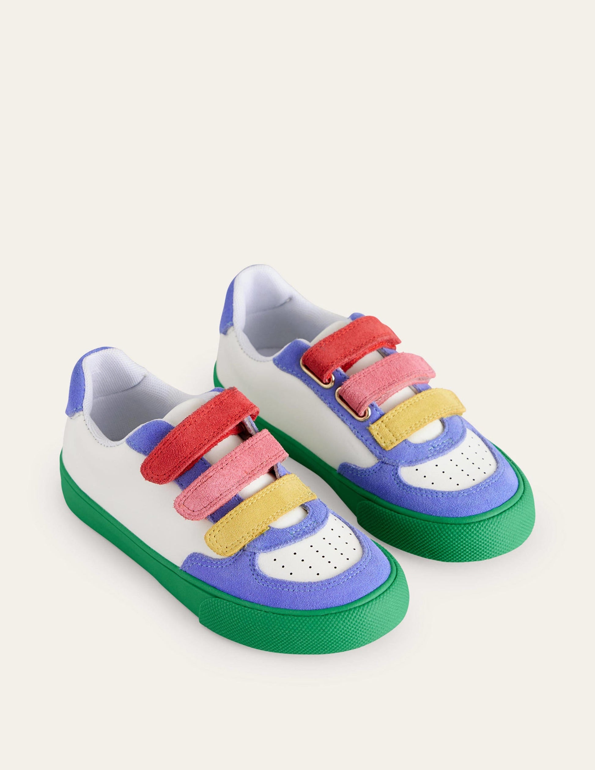 Leather Low Tops-Ivory Colourblock-2
