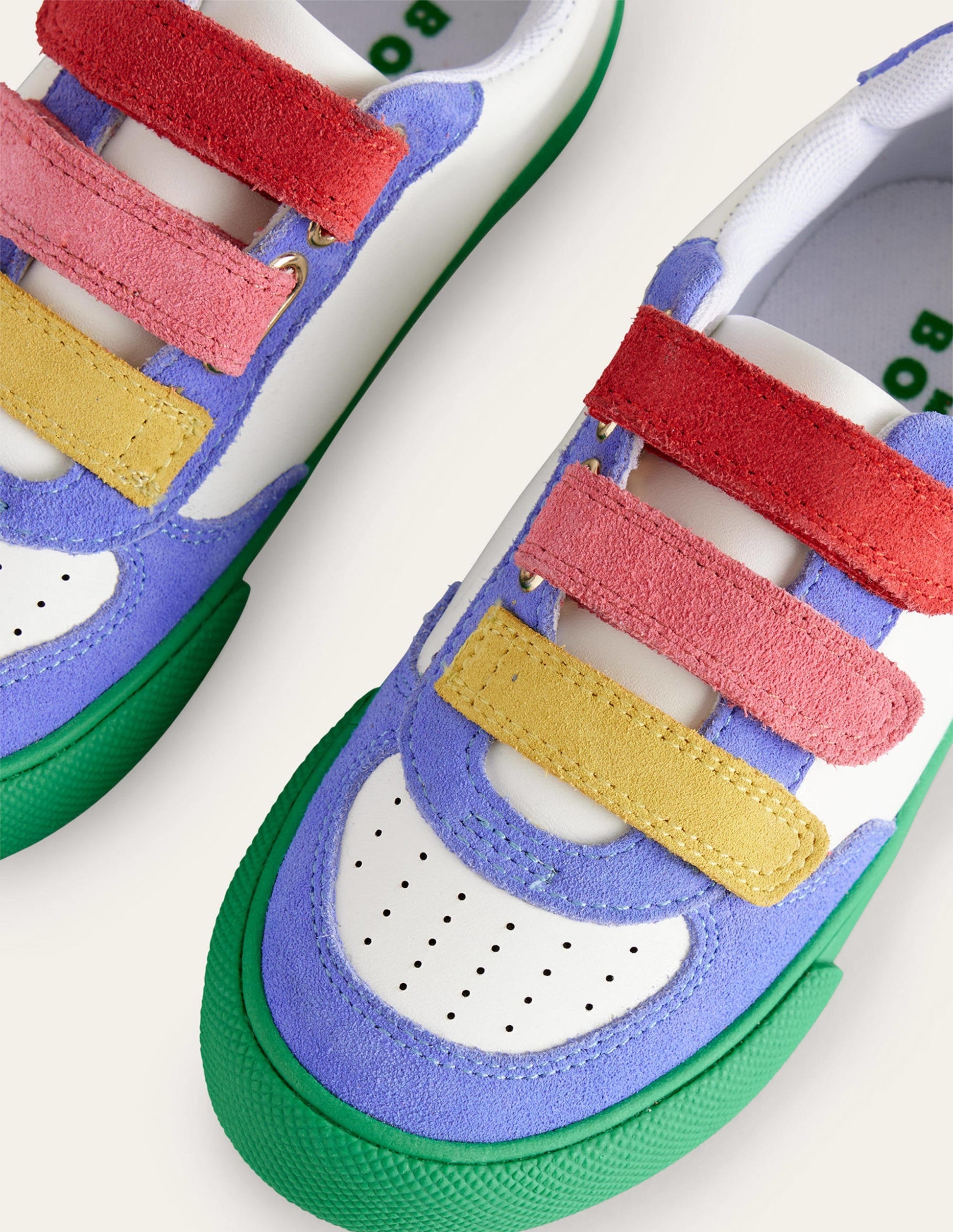 Leather Low Tops-Ivory Colourblock-3