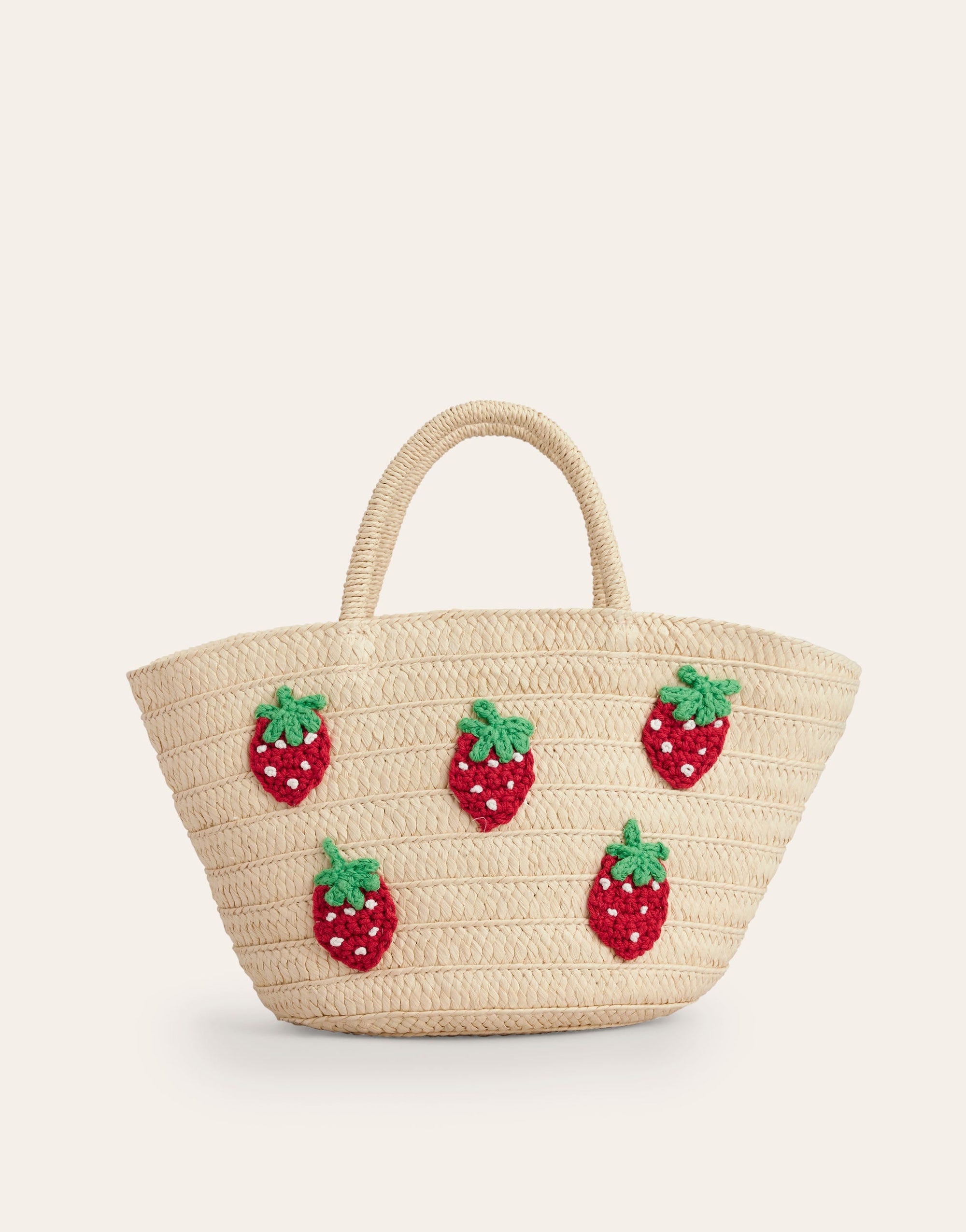 Basket Bag-Embroidered Strawberries - Image 1