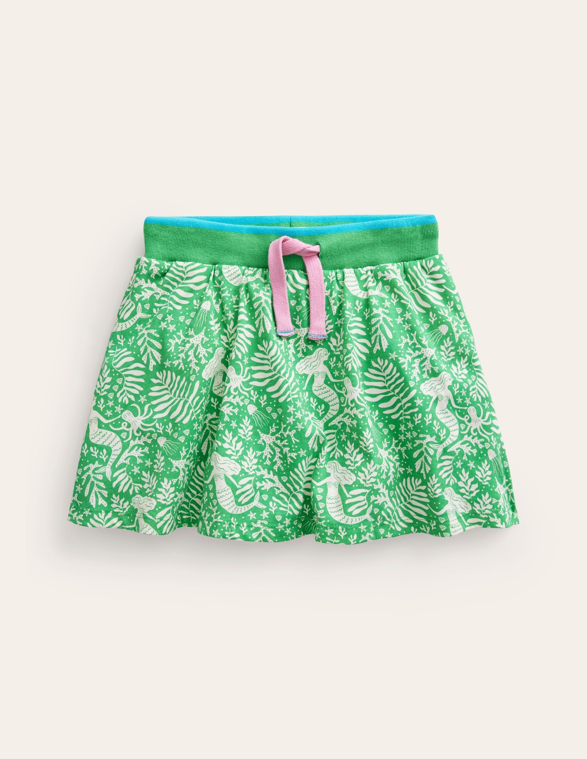 Printed Jersey Skort-Pea Green Mermaids - Image 1