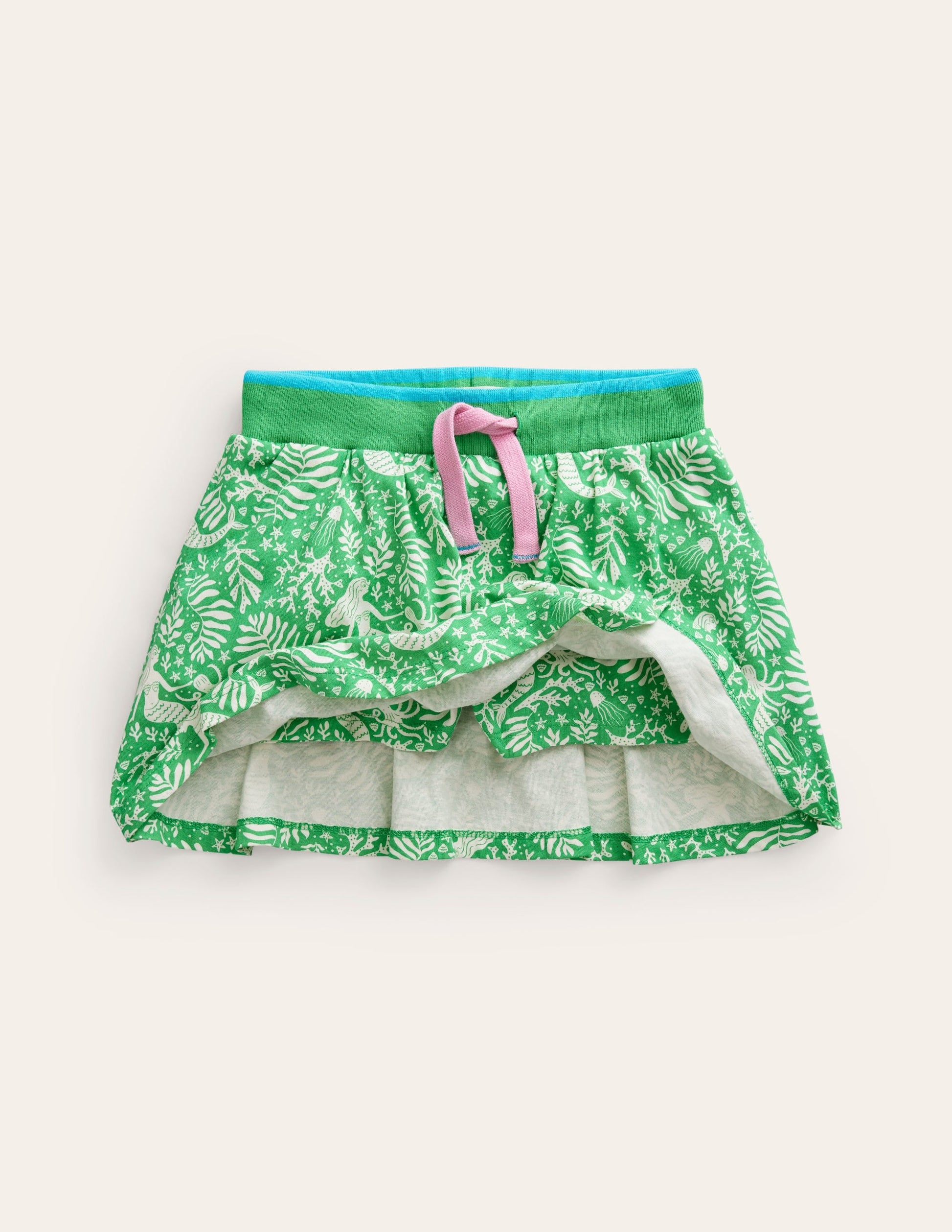 Printed Jersey Skort-Pea Green Mermaids-4