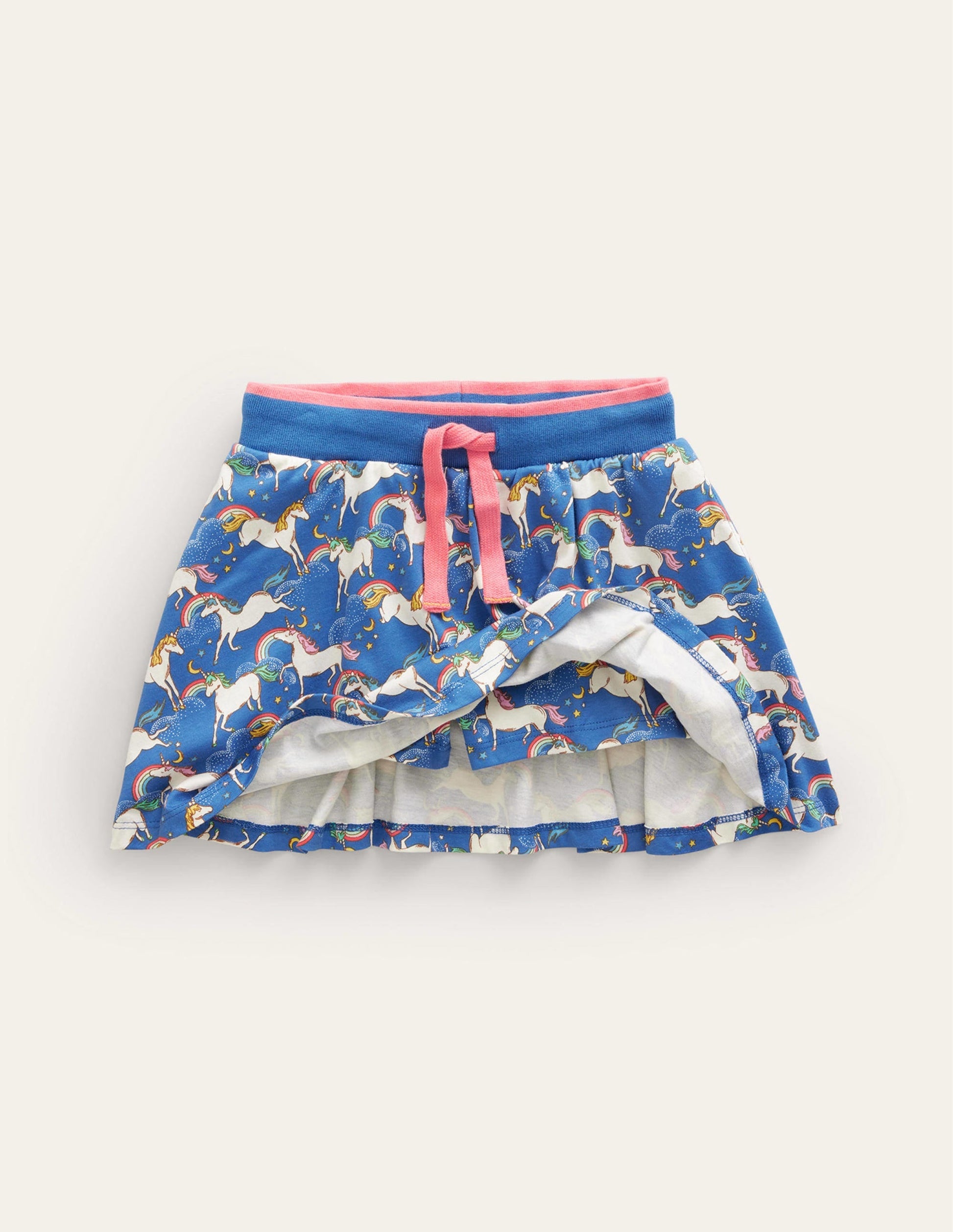 Printed Jersey Skort-Delft Blue Unicorn-4