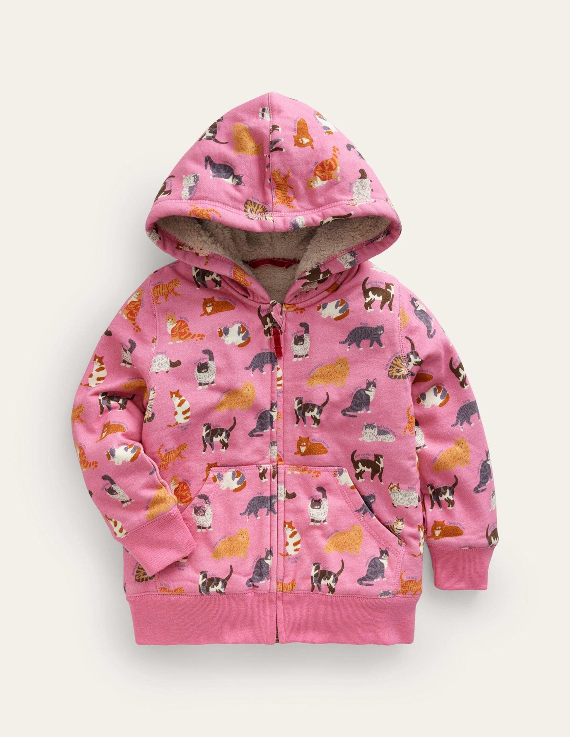Shaggy-lined Hoodie-Formica Pink Cats-1