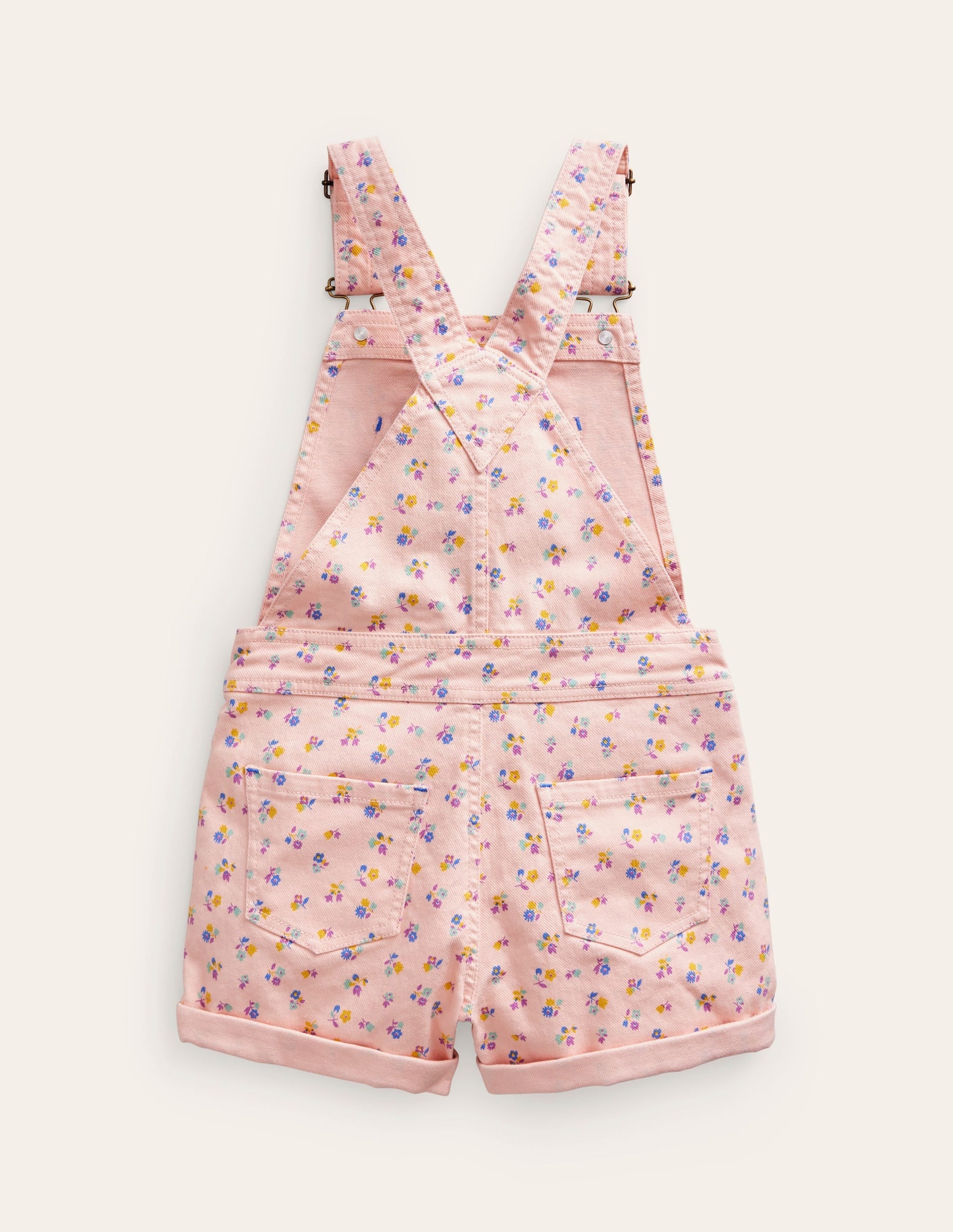 Heart Pocket Short Dungarees-Provence Dusty Pink Sprig-2
