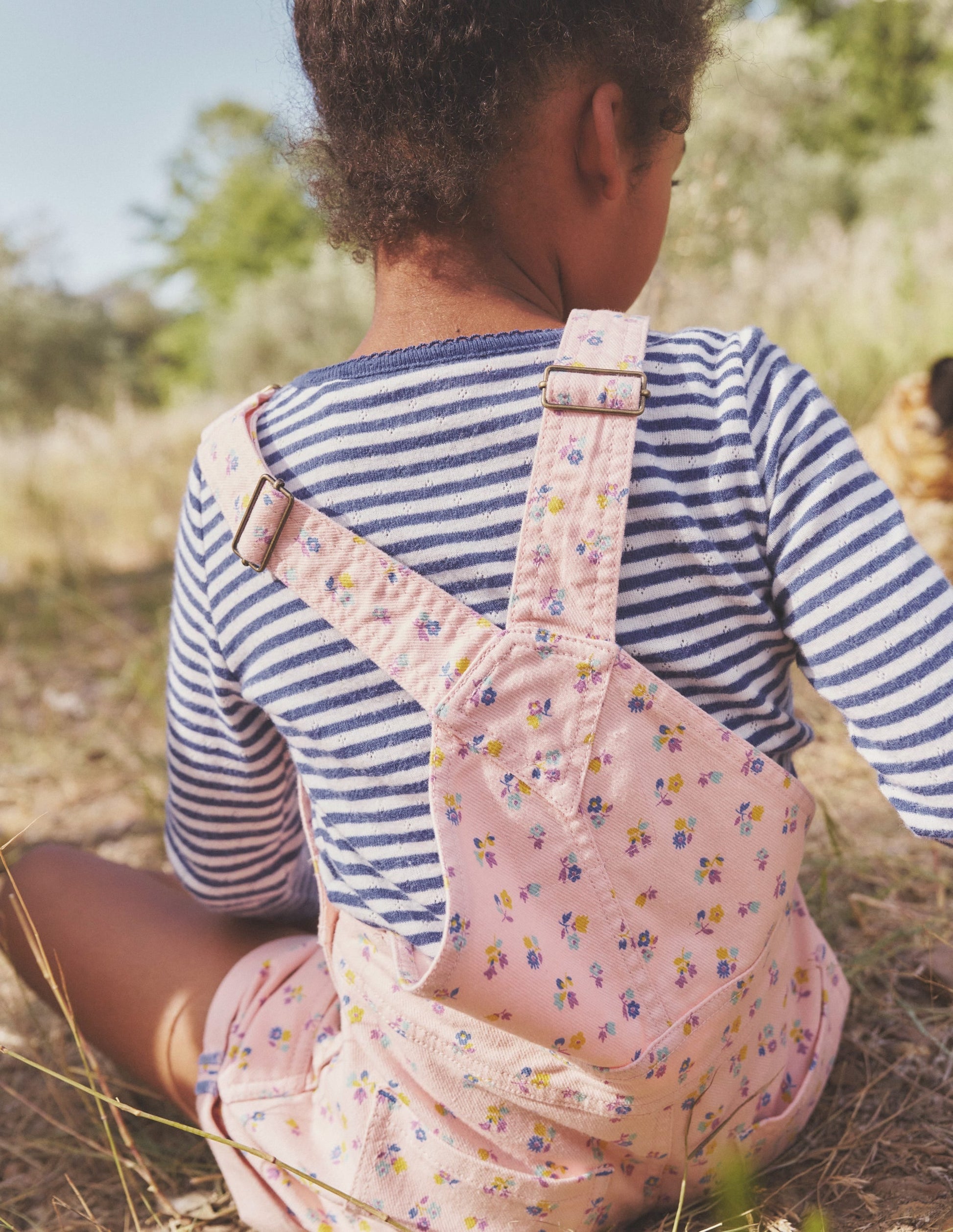 Heart Pocket Short Dungarees-Provence Dusty Pink Sprig-5