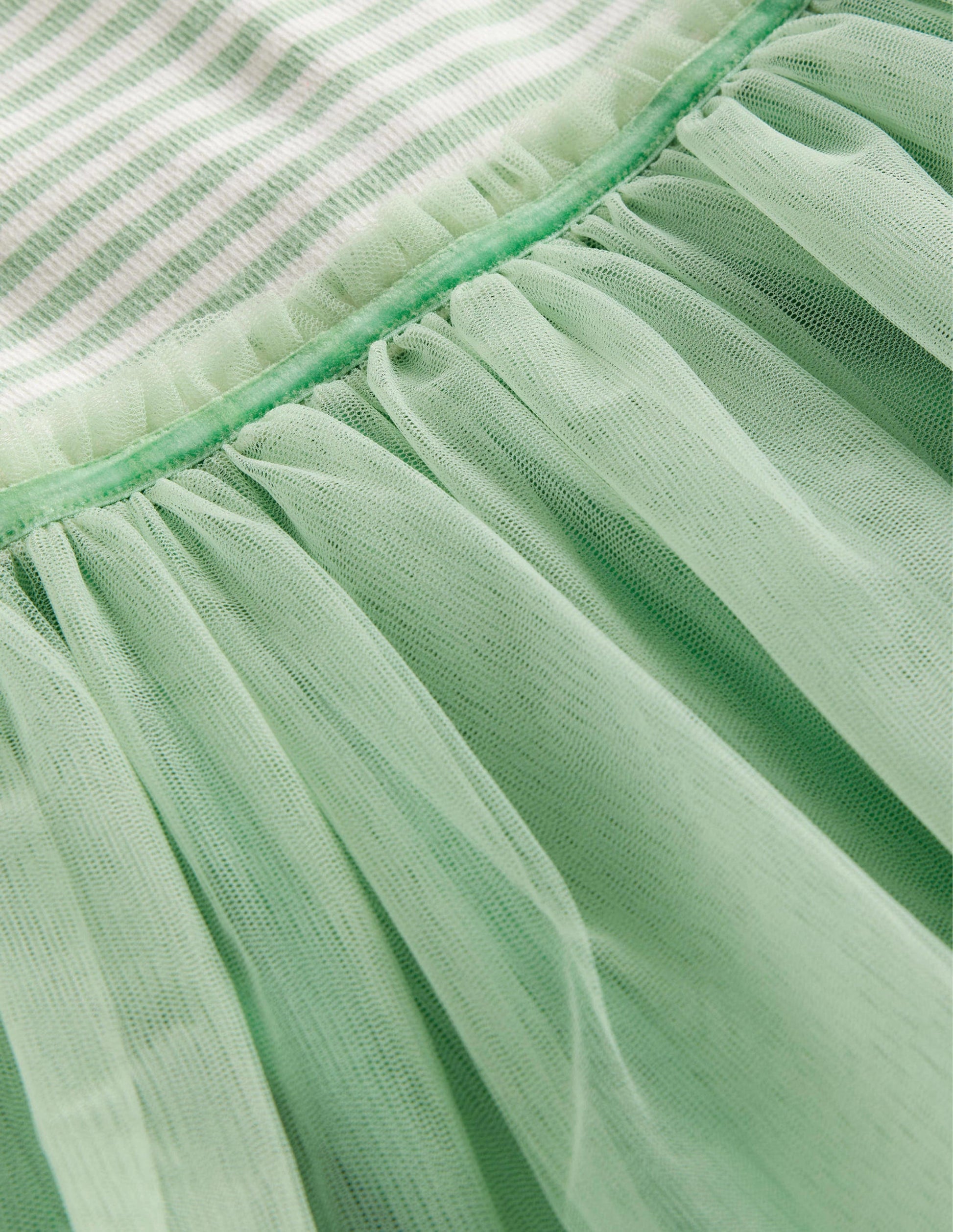 Jersey Tulle Mix Dress-Pistachio Green / Ivory Stripe-3