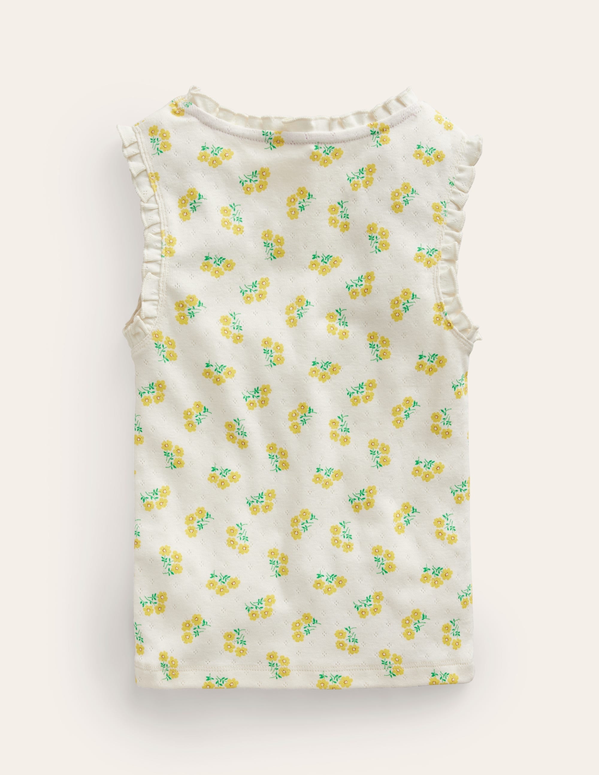 Pointelle Vest Top-Vanilla Pod Ditsy Floral - Image 2