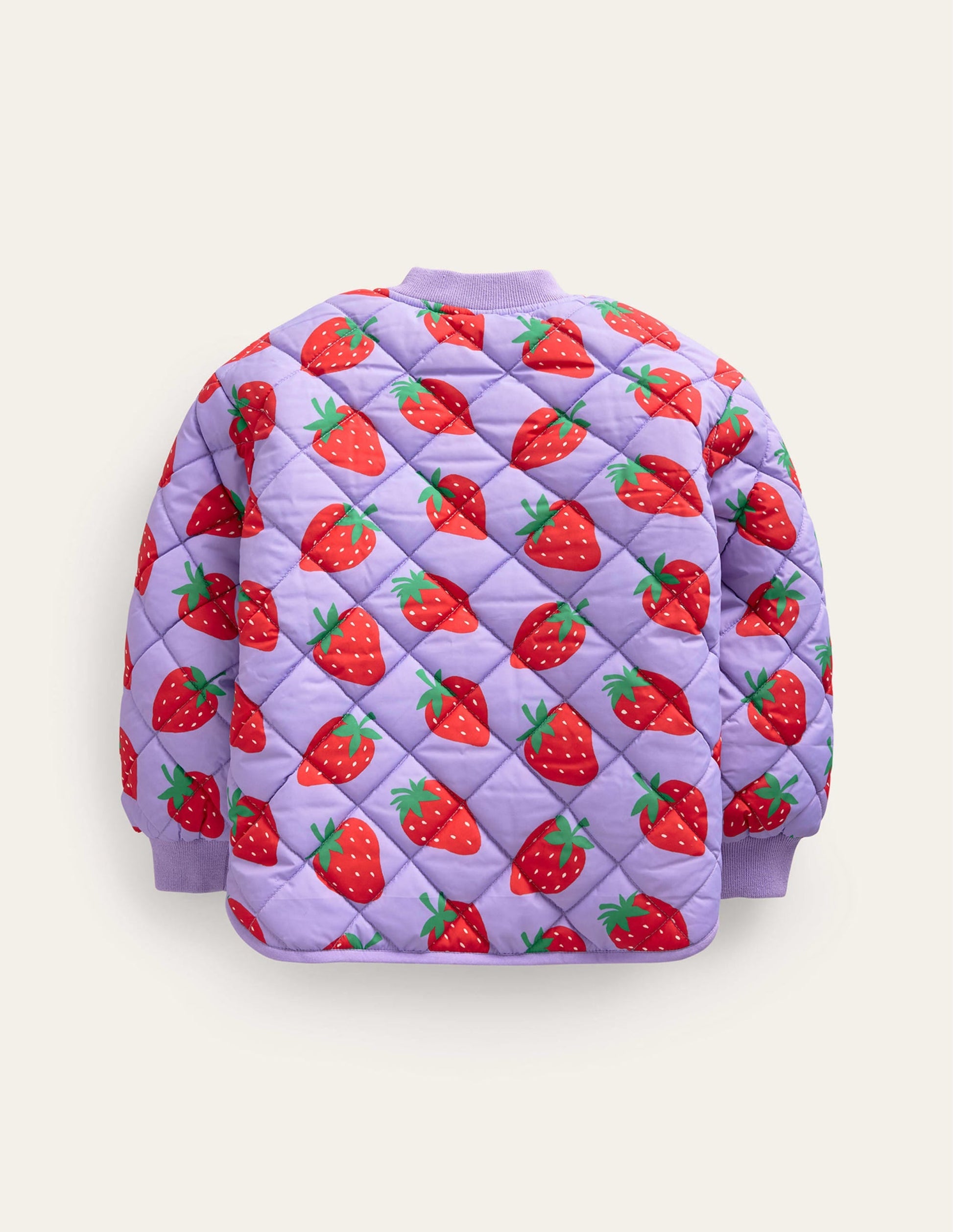 Fun Quilted Bomber Jacket-Parma Violet Strawberries-2