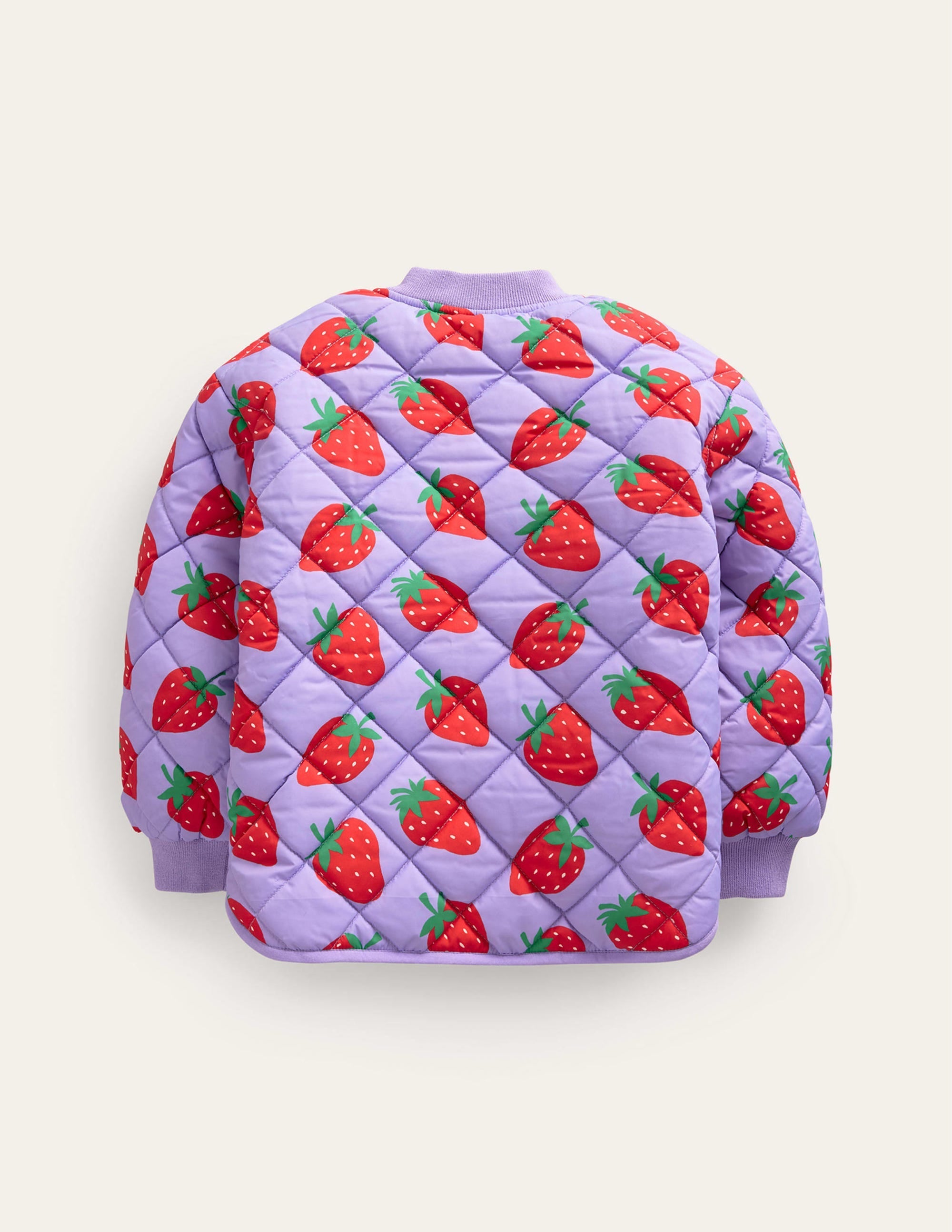 Fun Quilted Bomber Jacket-Parma Violet Strawberries - Image 2