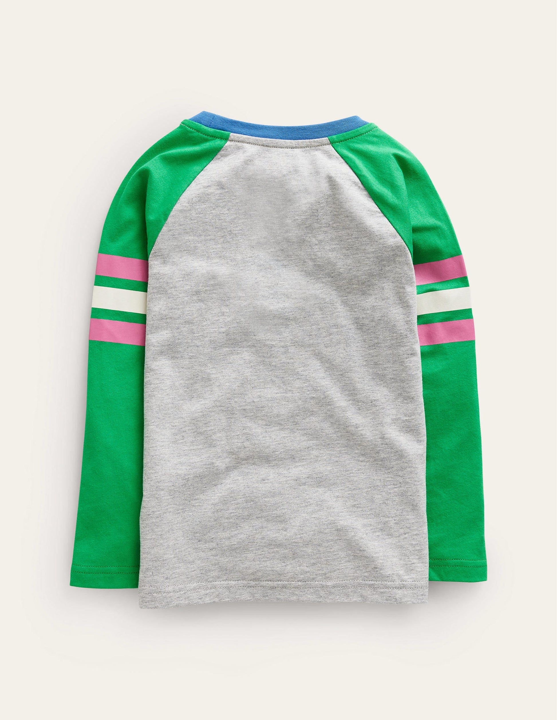 Colourblock Raglan T-shirt-Grey Marl/Sapling Green-2