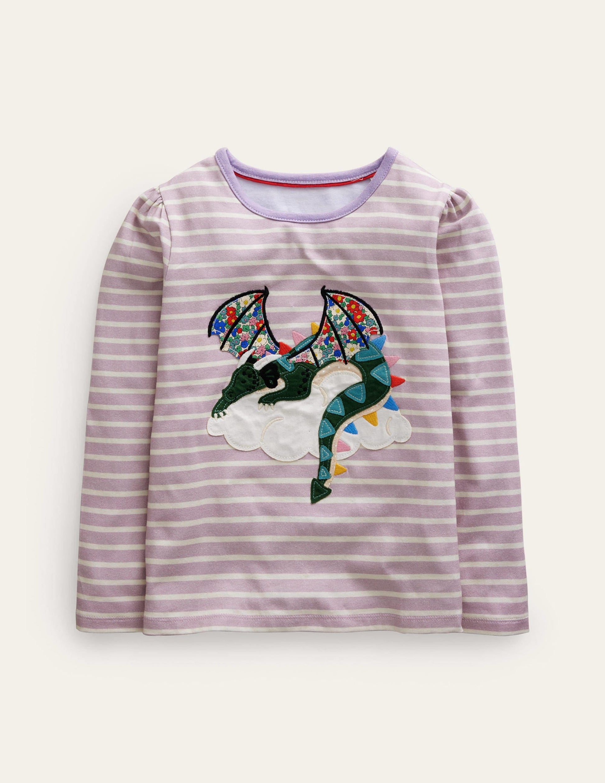Appliqué Puff-Sleeve Top-Multi Floral Dragon-1